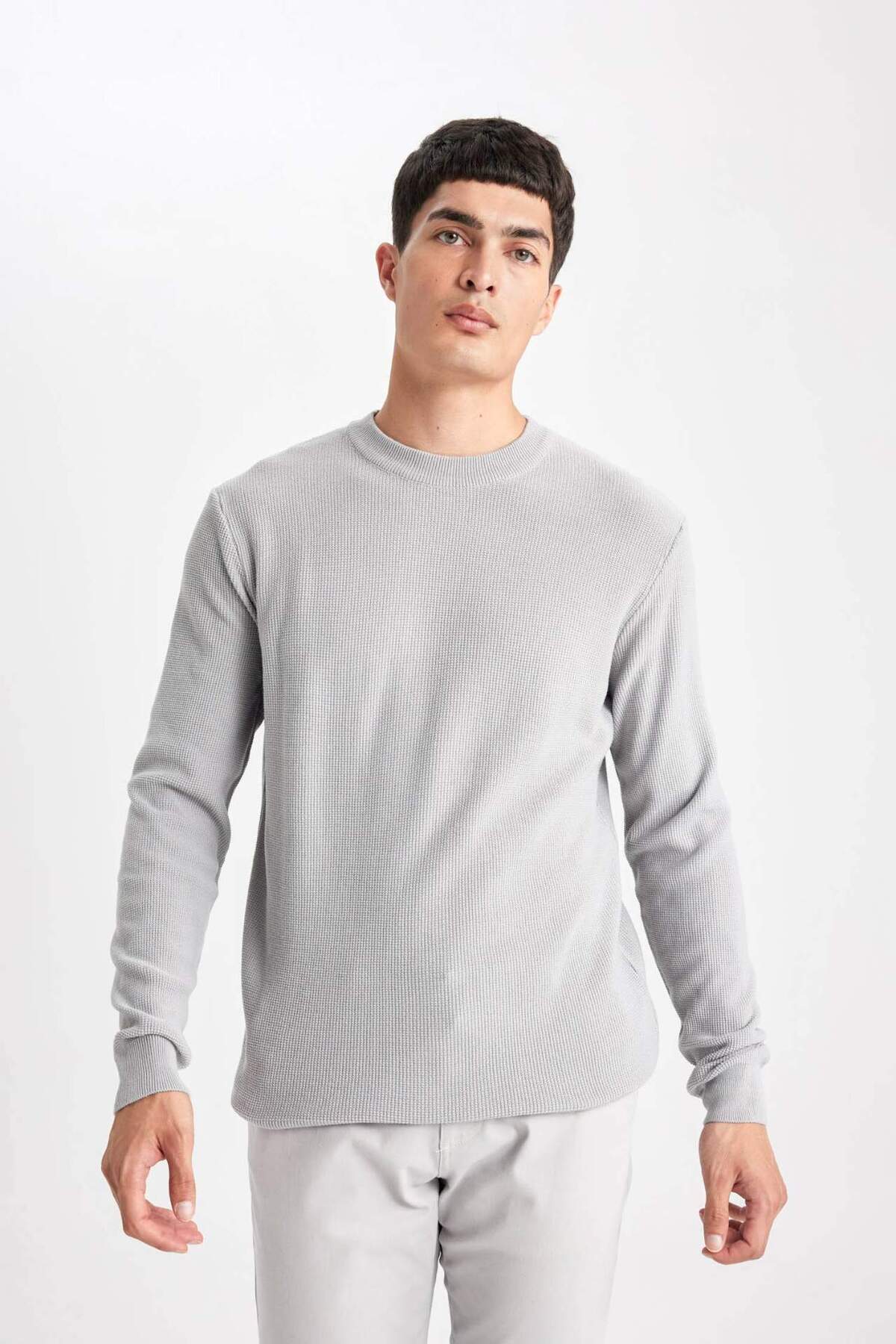 DeFacto-Standard Fit Regular Fit Rundhalsausschnitt Basic Solid Strickpullover B7763AX24SP 3