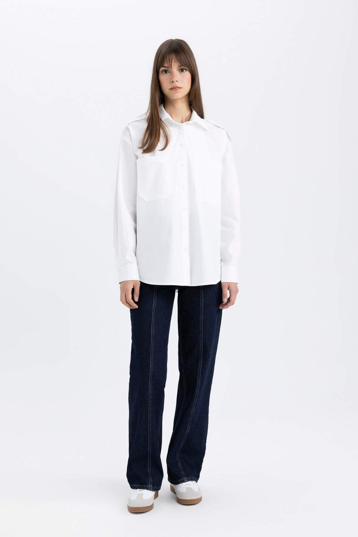 DeFacto-Relaxed Fit Popeline Langarm-Hijab-Bluse Tunika C2145AX24SP 2