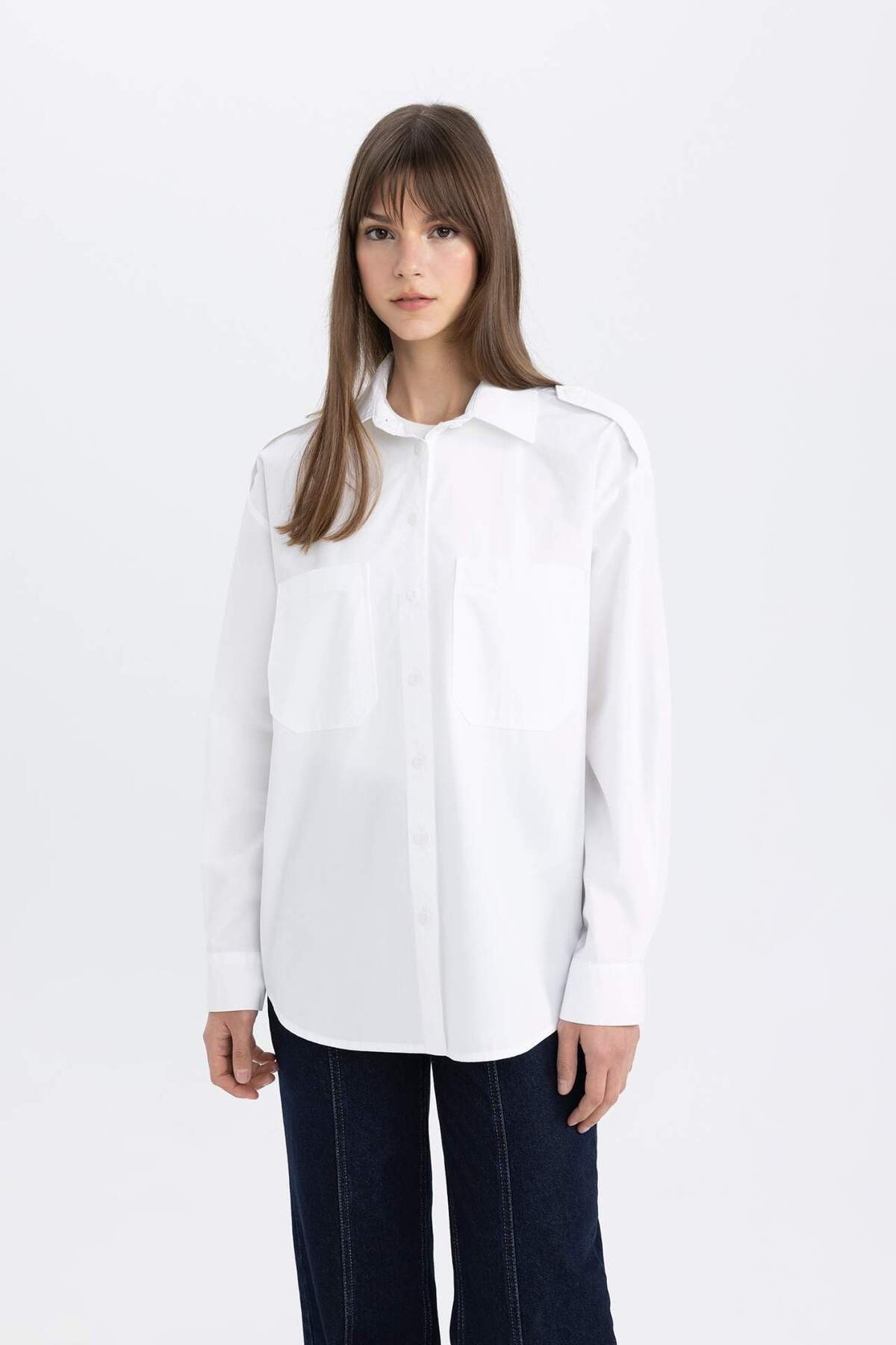 DeFacto-Relaxed Fit Popeline Langarm-Hijab-Bluse Tunika C2145AX24SP 4