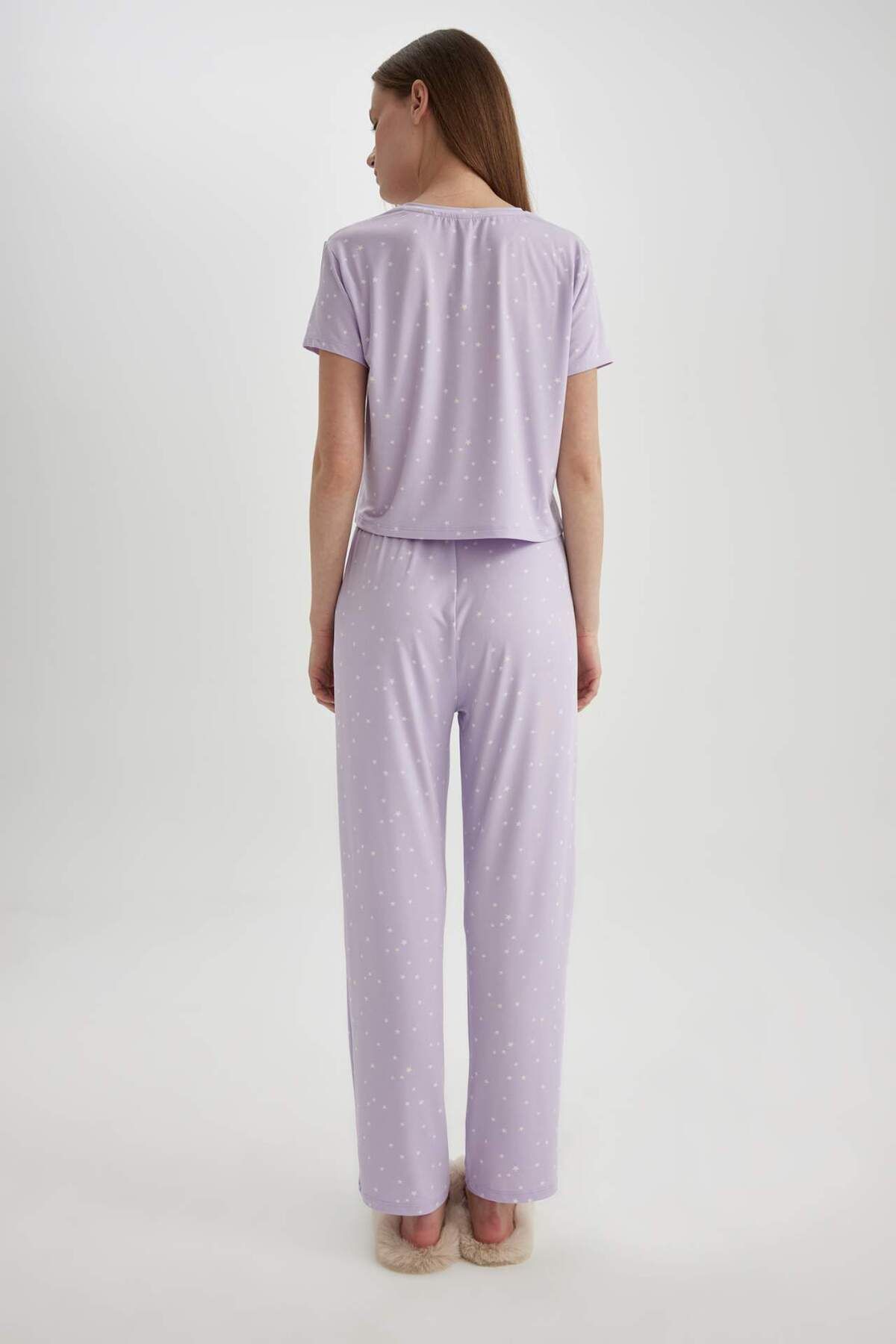 DeFacto-Fall in Love Regular Fit Short Sleeve Softshell Pajama Set B6184Ax24Sp 7