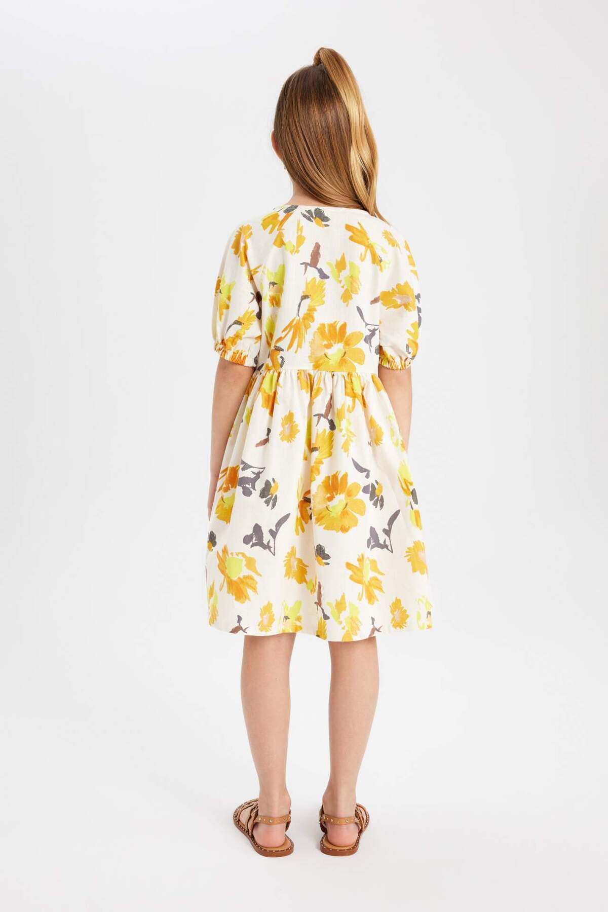 DeFacto-Mädchen-Baumwoll-Kurzarmkleid mit Muster B5720A824SM 6