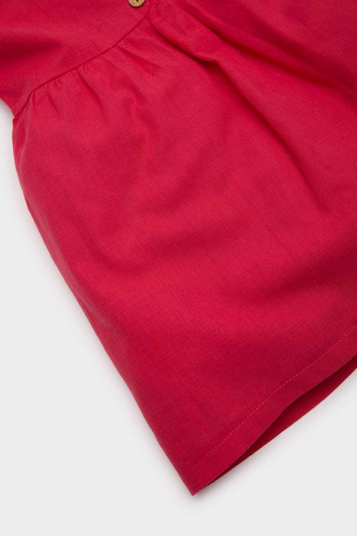 DeFacto-Baby Girl Short Sleeve Linen Look Basic Dress Z7402A224Sm 3