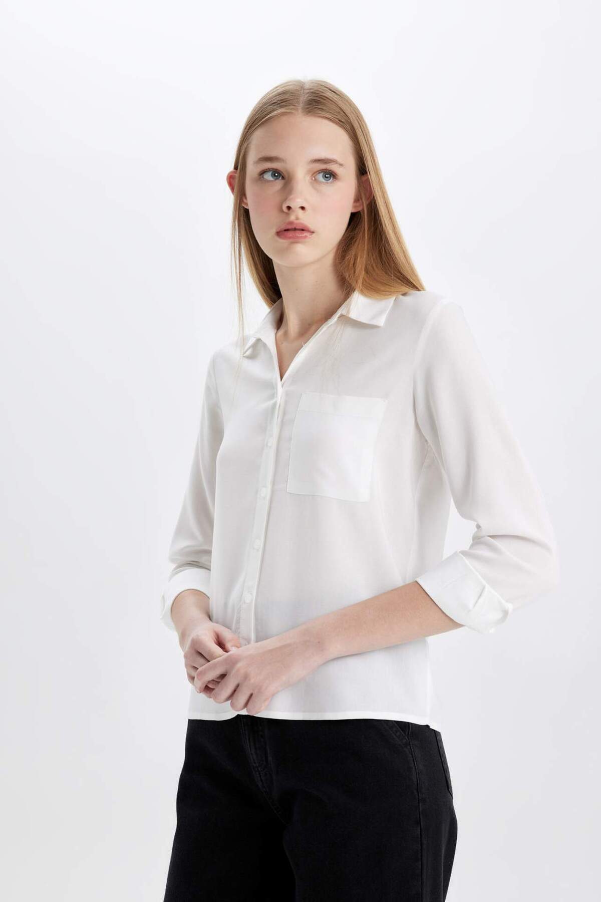 DeFacto-Košile Regular Fit Basic Dlouhý Rukáv W3614AZ24SP 4