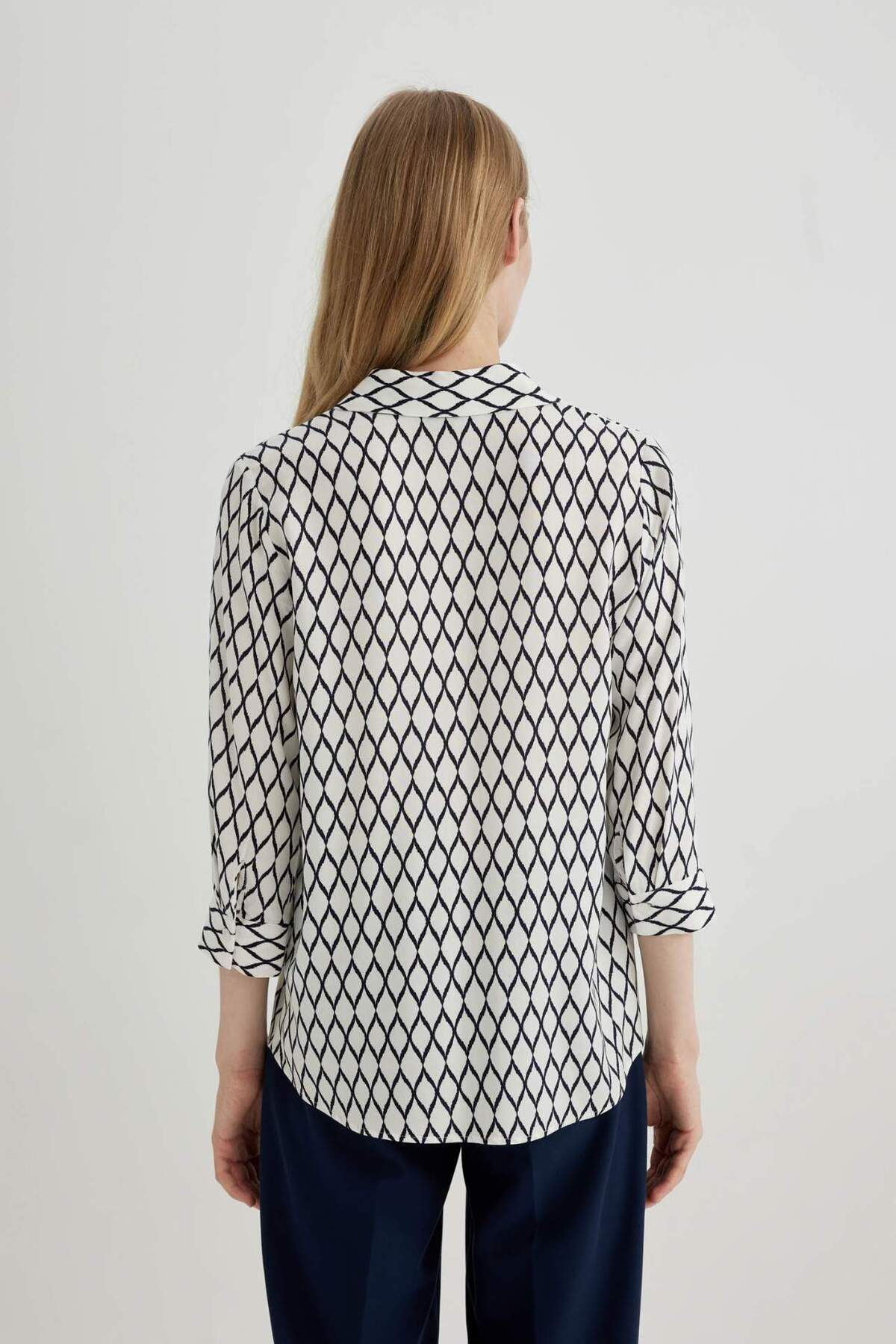 DeFacto-Regular Fit Long Sleeve Patterned Shirt K6402Az24Sp 7