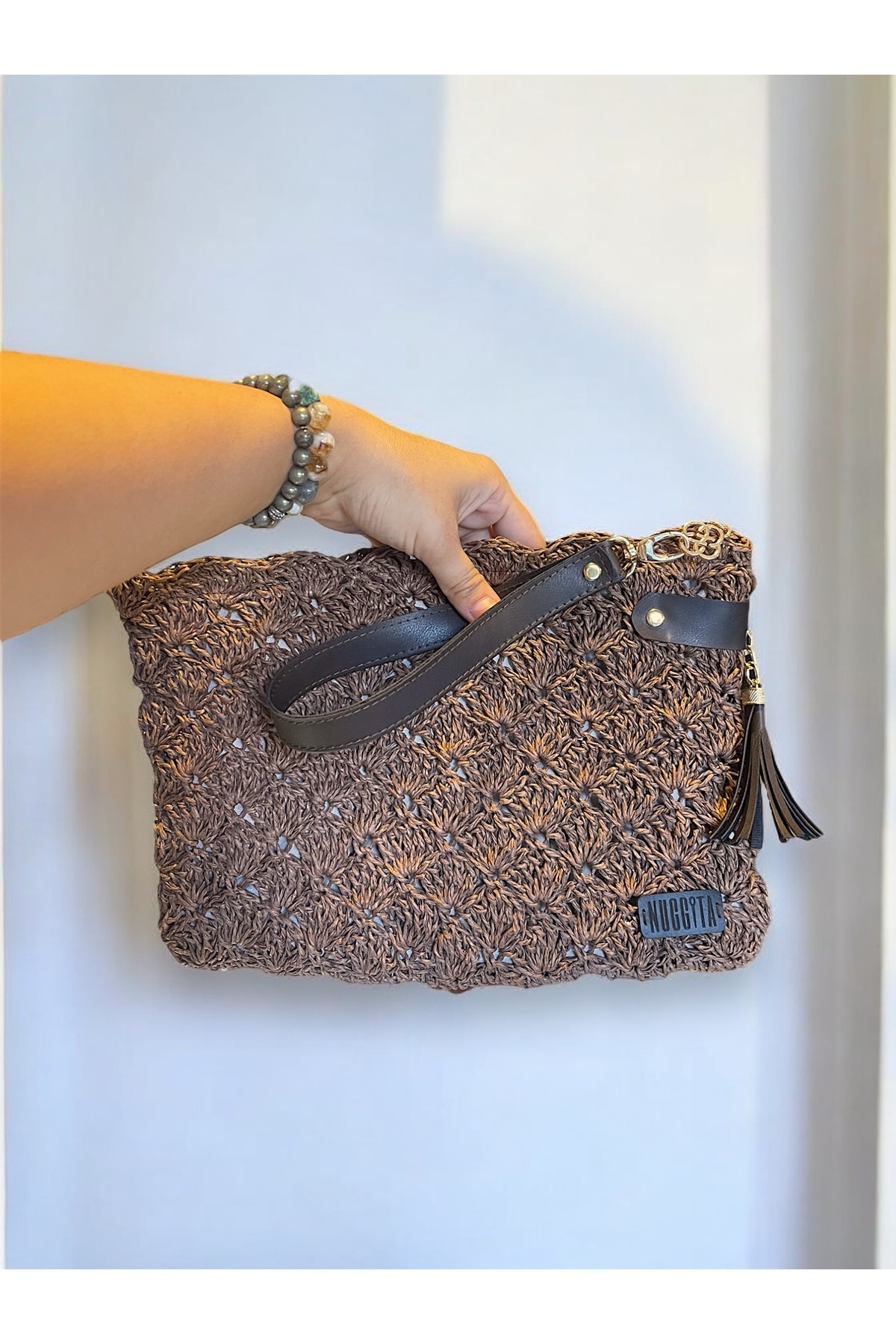 Women's Handmade Brown Clutch Portfolio Bag