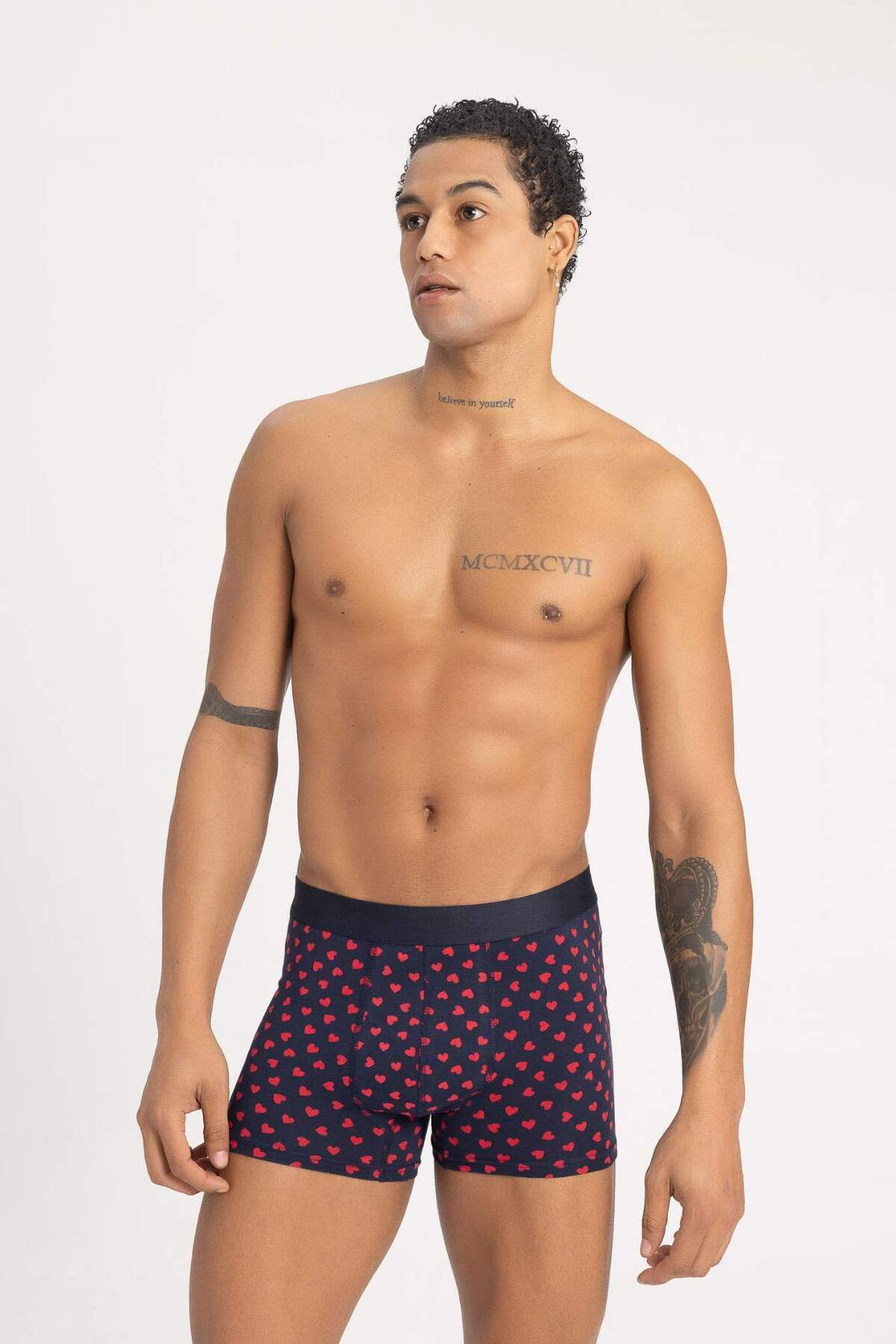 DeFacto-Regular Fit Heart Patterned 3-Piece Boxer B7923Ax24Sm 2