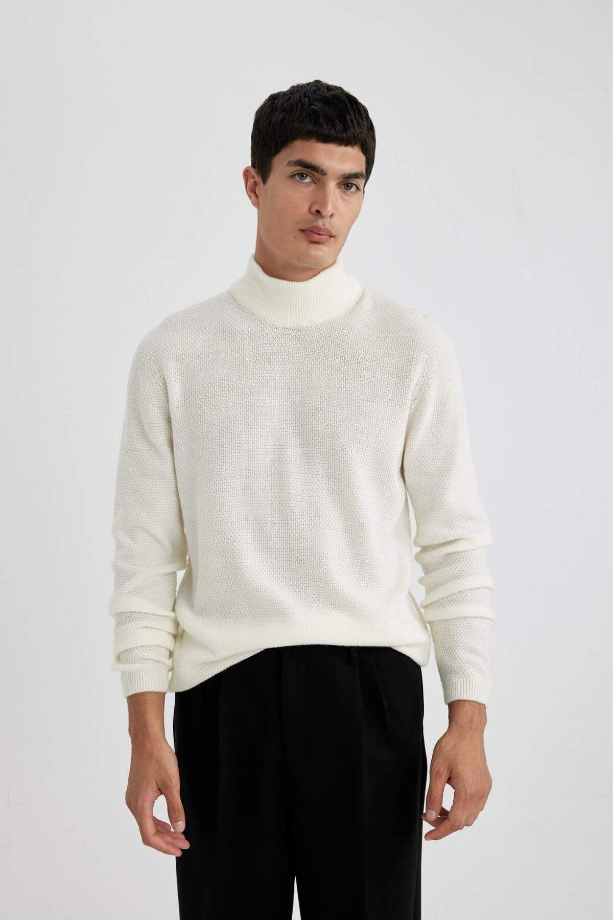 DeFacto-Standard Fit Regular Cut Turtleneck Basic Plain Knitwear Sweater B9708Ax24Sp 3