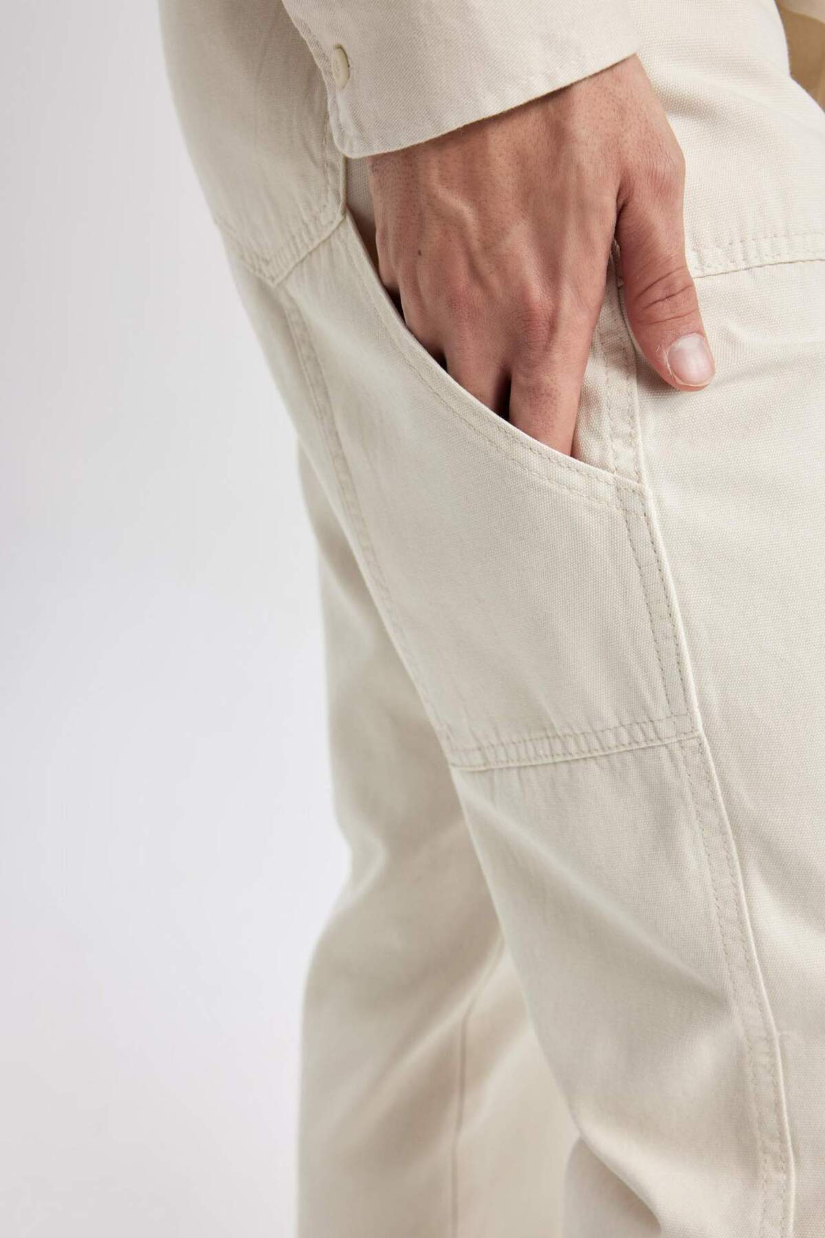DeFacto-Summer Canvas Trousers Straight Fit Regular Fit B2156Ax24Sp 8