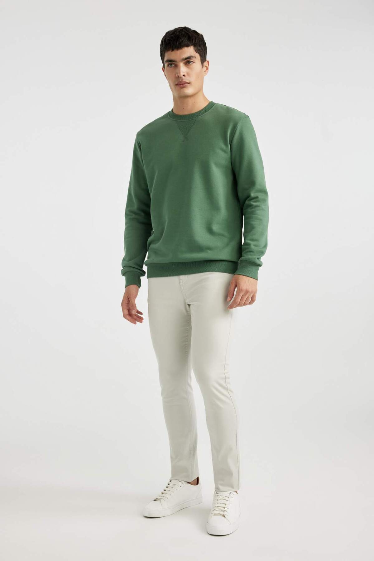 DeFacto-Regular Fit Crew Neck Χοντρό Basic Απλό Φούτερ T3777AZ24SP 2