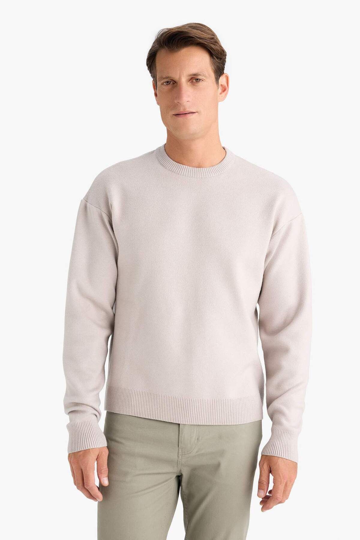 DeFacto-Relax Fit Crew Neck Basic Απλό Πλεκτό Πουλόβερ A8449AX23WN 7
