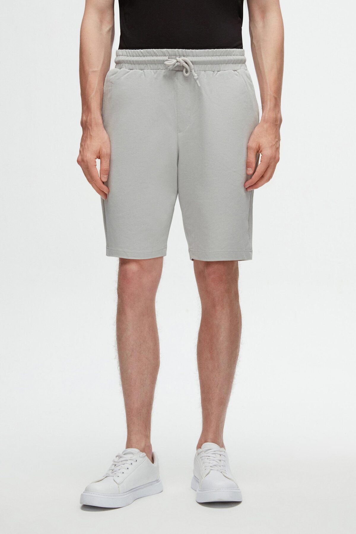 دی اس دامات شلوارک بافتنی نخی راحت و راحت دی اس دامات اسلیم فیت خاکستری با کمر کشی