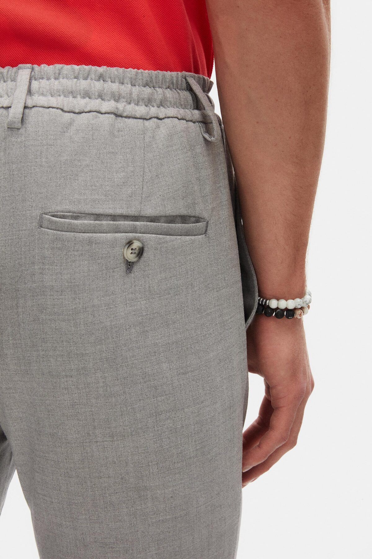 D'S Damat-Ds Damat Slim Fit Gray Elastic Waist Drawstring Zippered Lycra Comfortable Jogger Pants 6