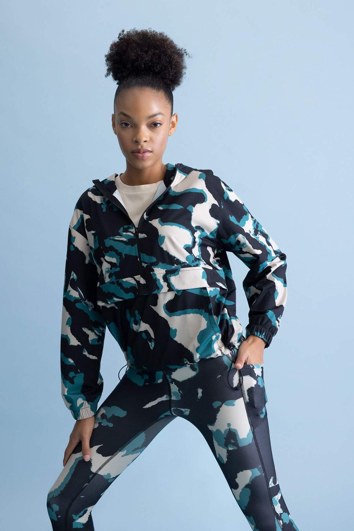 DeFacto-DeFactoFit Loose Fit Camouflage Sweatshirt mit Kapuze B2696AX23AU 3