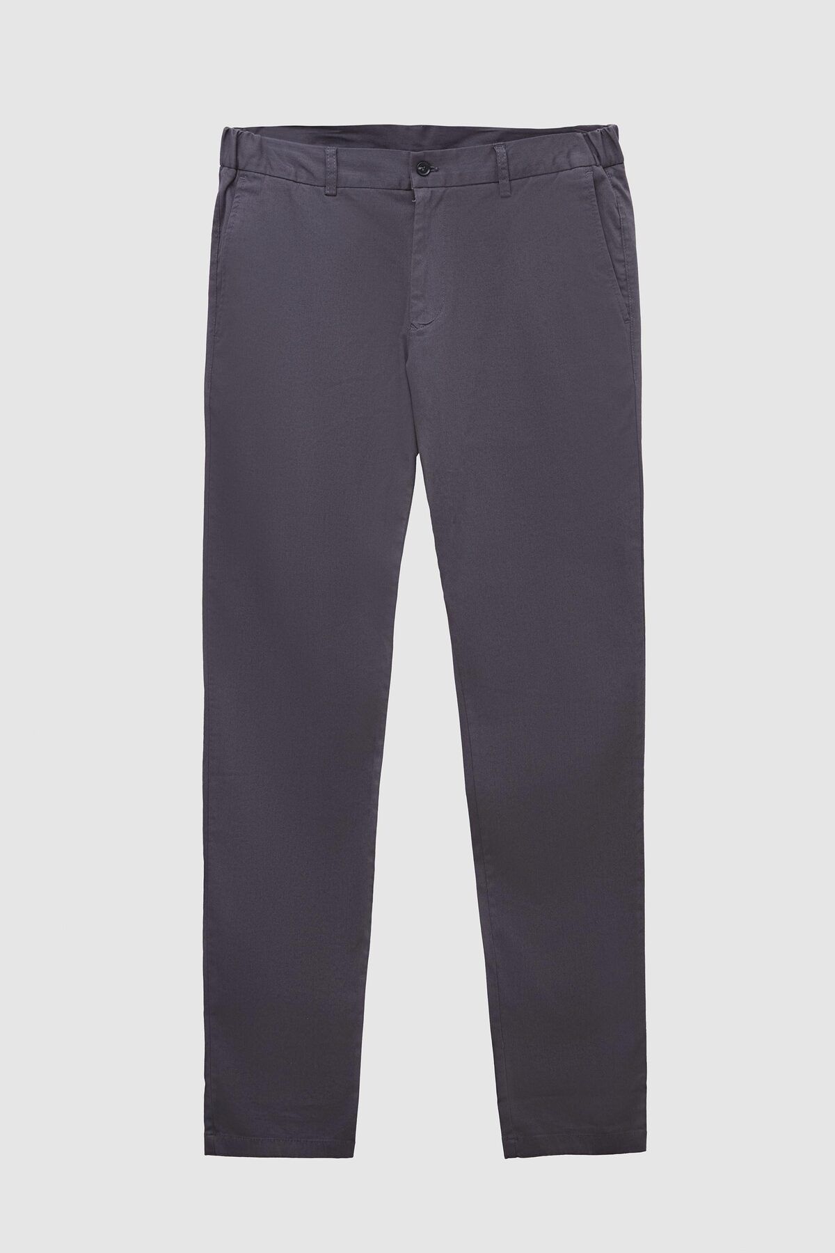 D'S Damat-Ds Damat Slim Fit Anthracite Dobby Side Elastic Waist Flexible Lycra Side Pocket Chino Trousers 5
