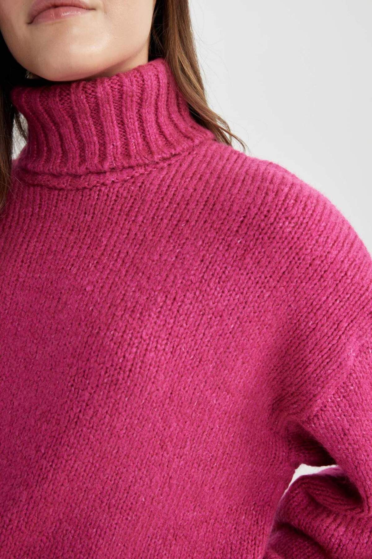 DeFacto-Oversize Wide Fit Turtleneck Basic Plain Knitwear Sweater Tunic A6445Ax23Cw 6