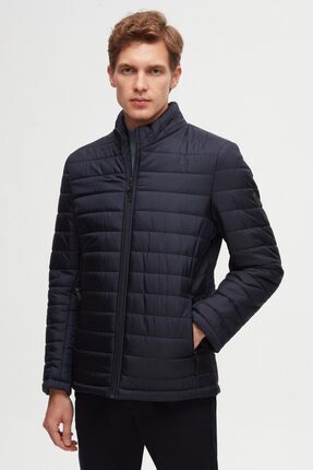 D'S Damat Ds Damat Slim Fit Lacivert Rüzgar Geçirmez Elyaf Dolgulu Şişme Mont