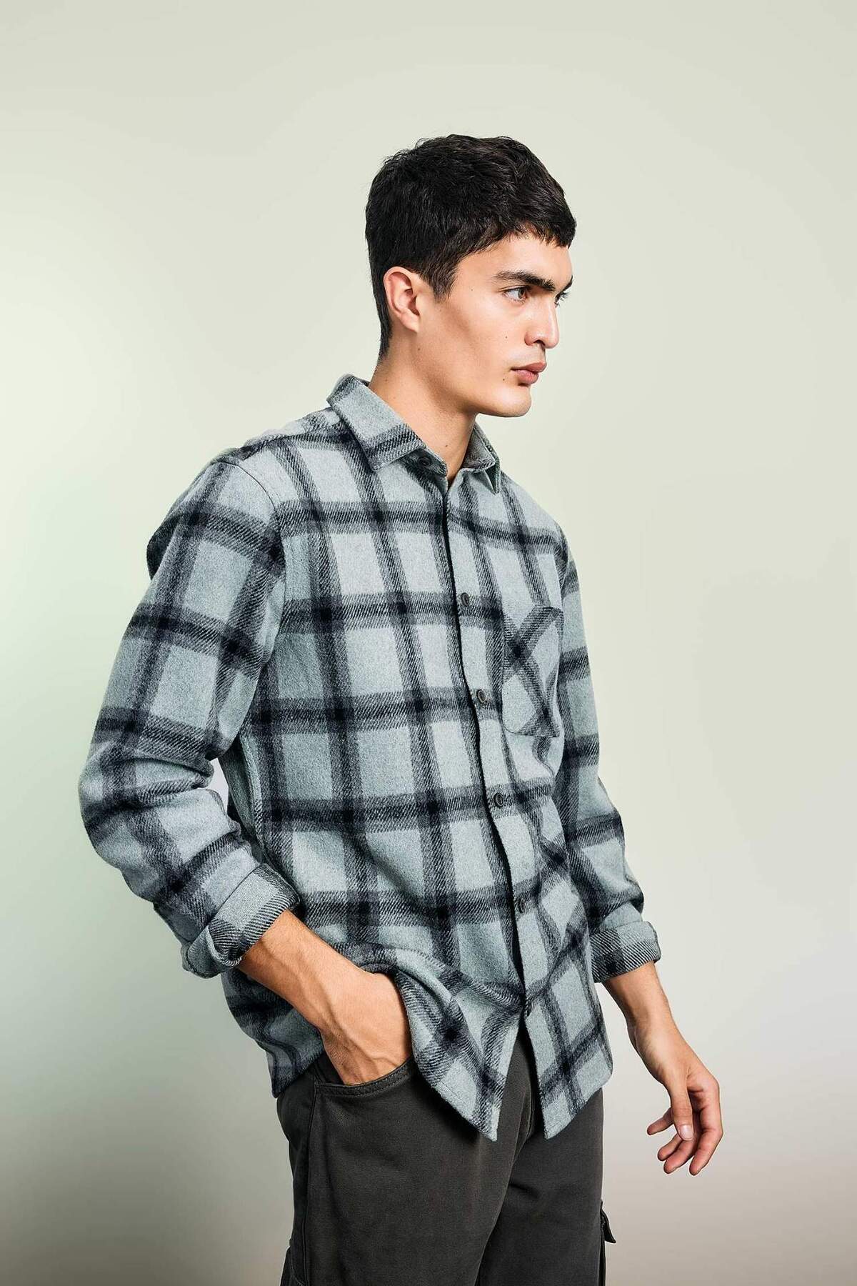 DeFacto-Μακρυμάνικο πουκάμισο Regular Fit Checked Lumberjack A5517AX23AU 3