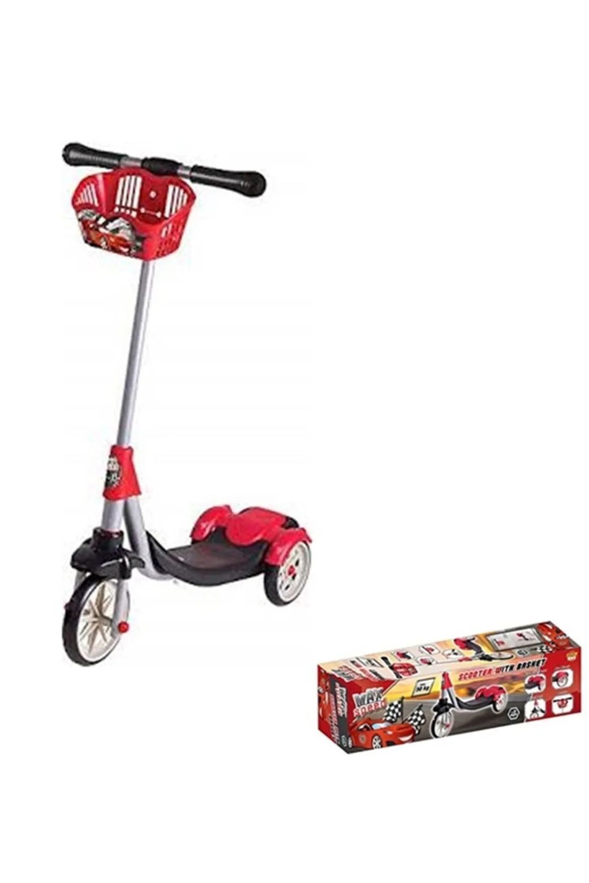 Furkan Toys La Push Unisex Çocuk Kırmızı 3 Tekerlekli Frenli Scooter fotoğrafı 2 (önizleme)