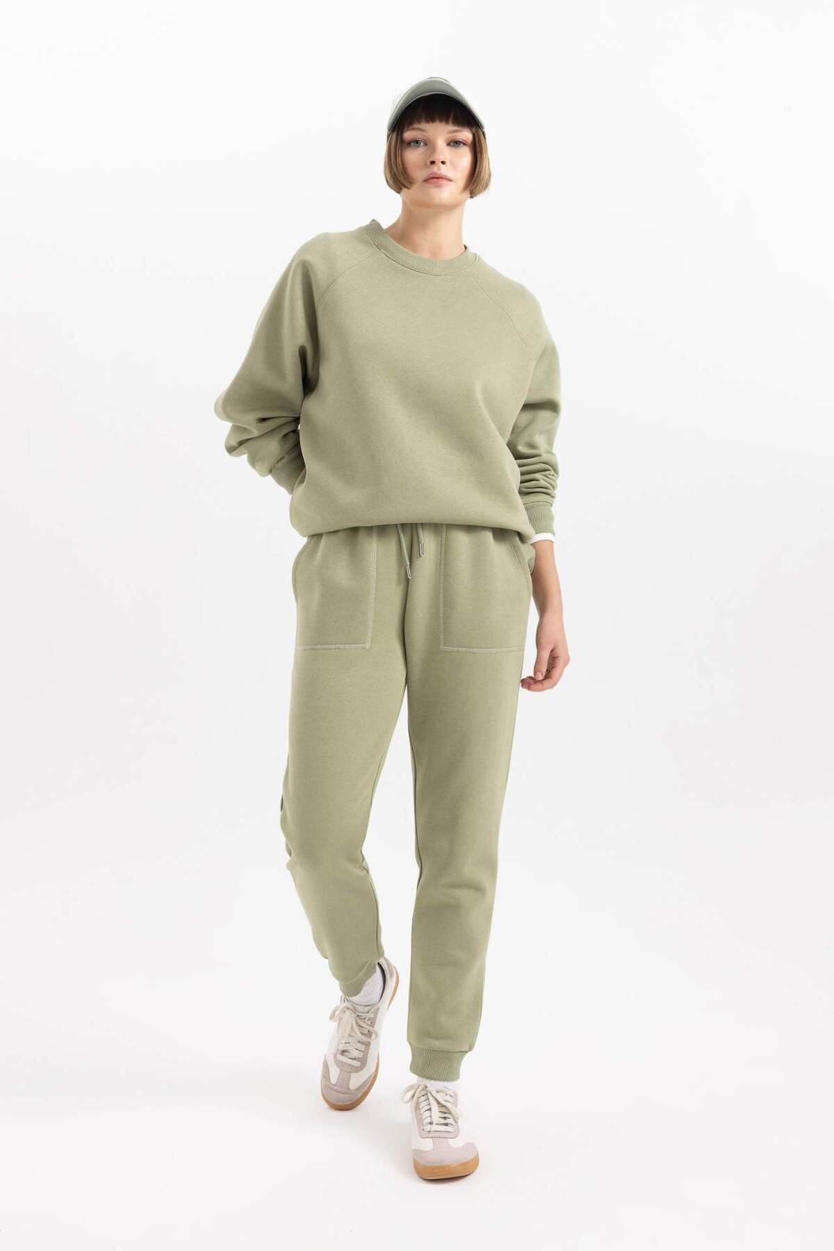 DeFacto-Pantaloni de sport de iarnă Jogger Regular Fit Basic Solid Talie elastică cu șireturi cu buzunar V2699AZ23WN 6