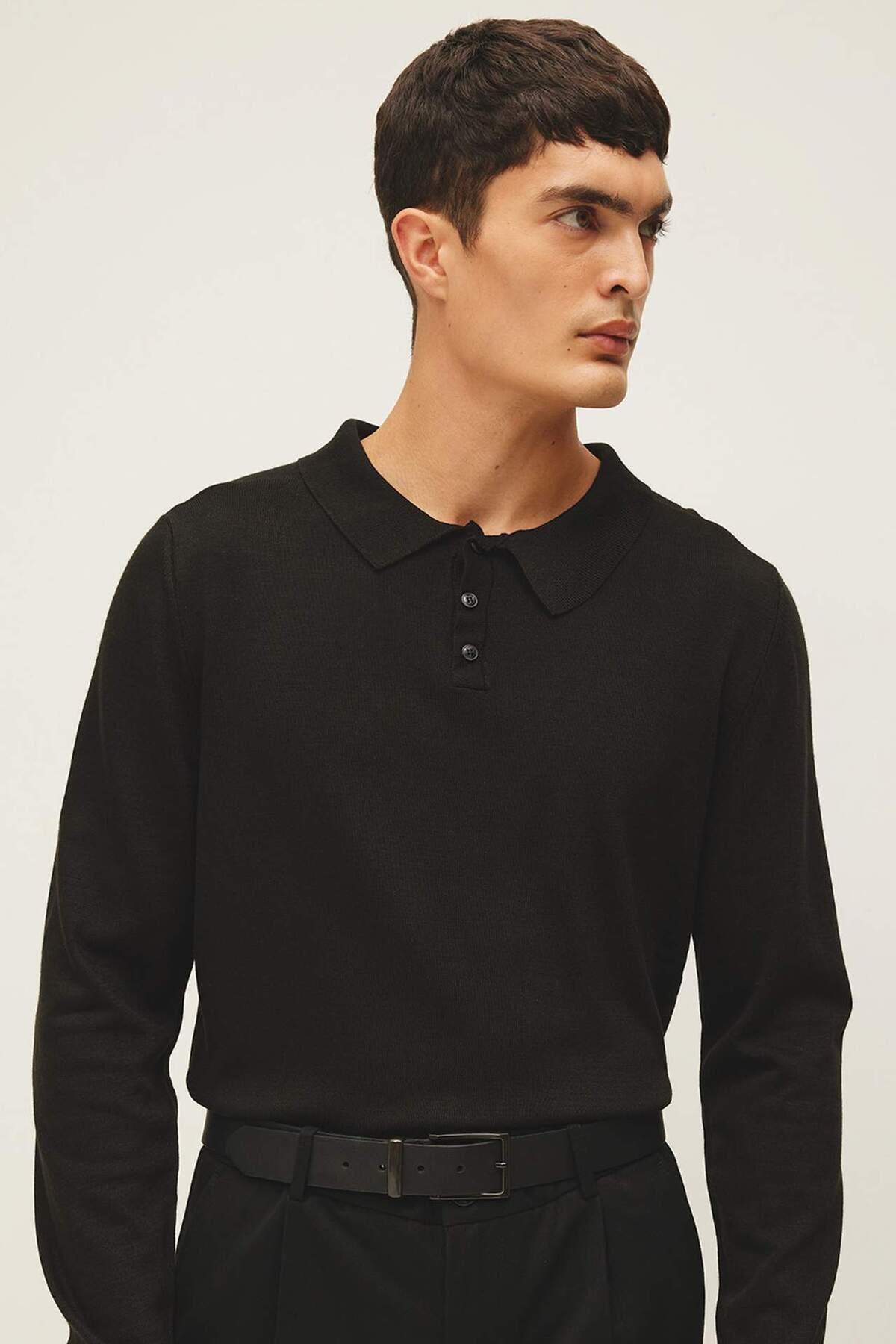 DeFacto-Slim Fit Dar Kesim Polo-Kragen Basic Düz Strickpullover Y0902AZ23AU 1