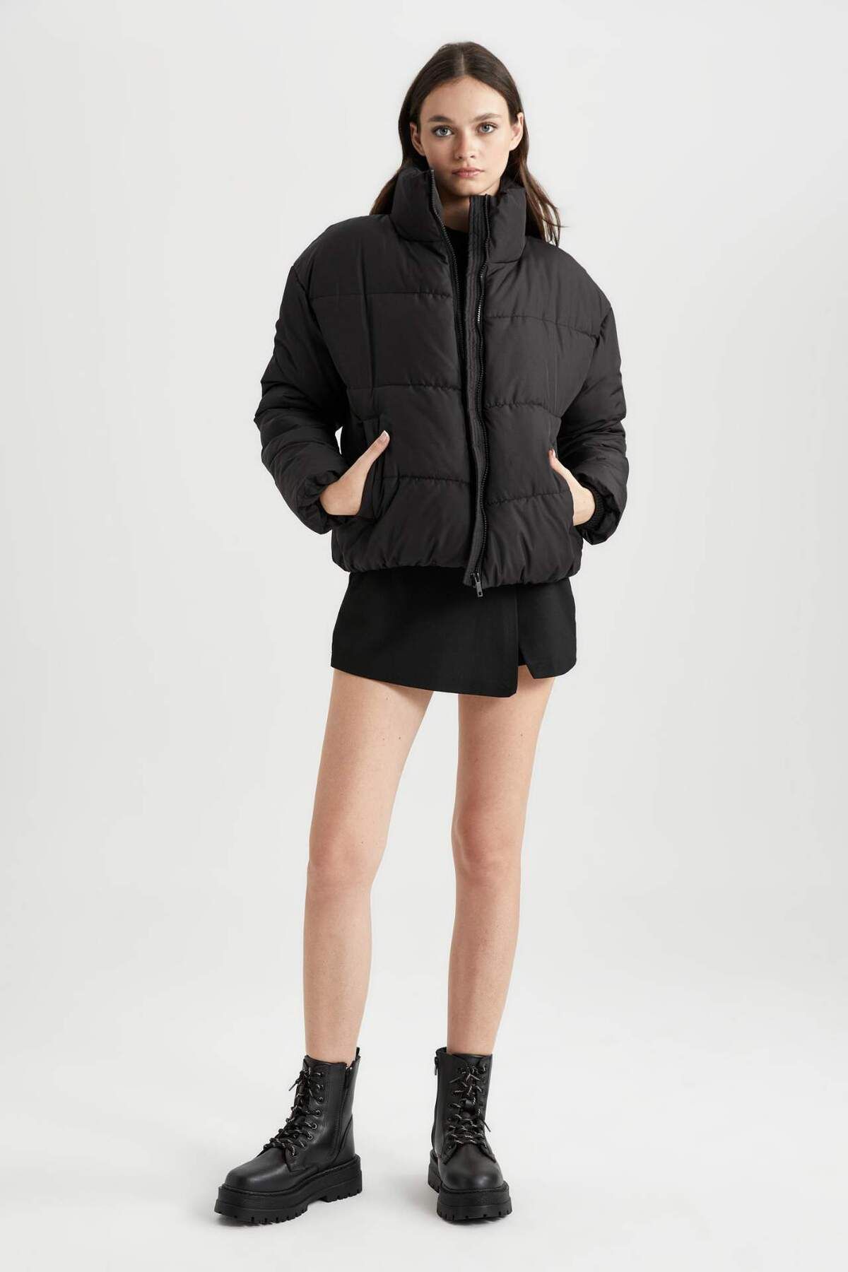 DeFacto-Wasserdichte Pufferjacke mit Stehkragen und Relax Fit - A3631ax23wn 5