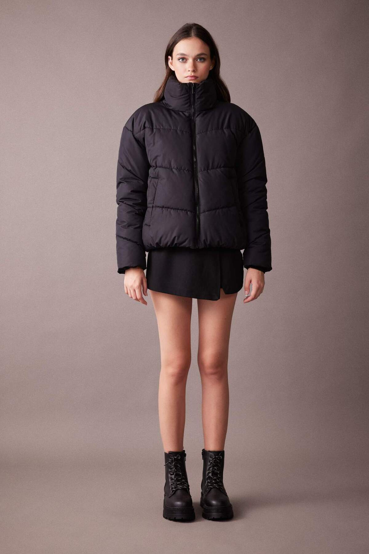DeFacto-Wasserdichte Pufferjacke mit Stehkragen und Relax Fit - A3631ax23wn 2