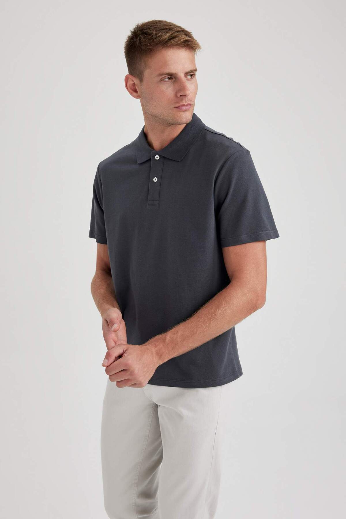 DeFacto-100% bavlna Regular Fit Polo výstřih Tričko s krátkým rukávem B0643AXNS 4