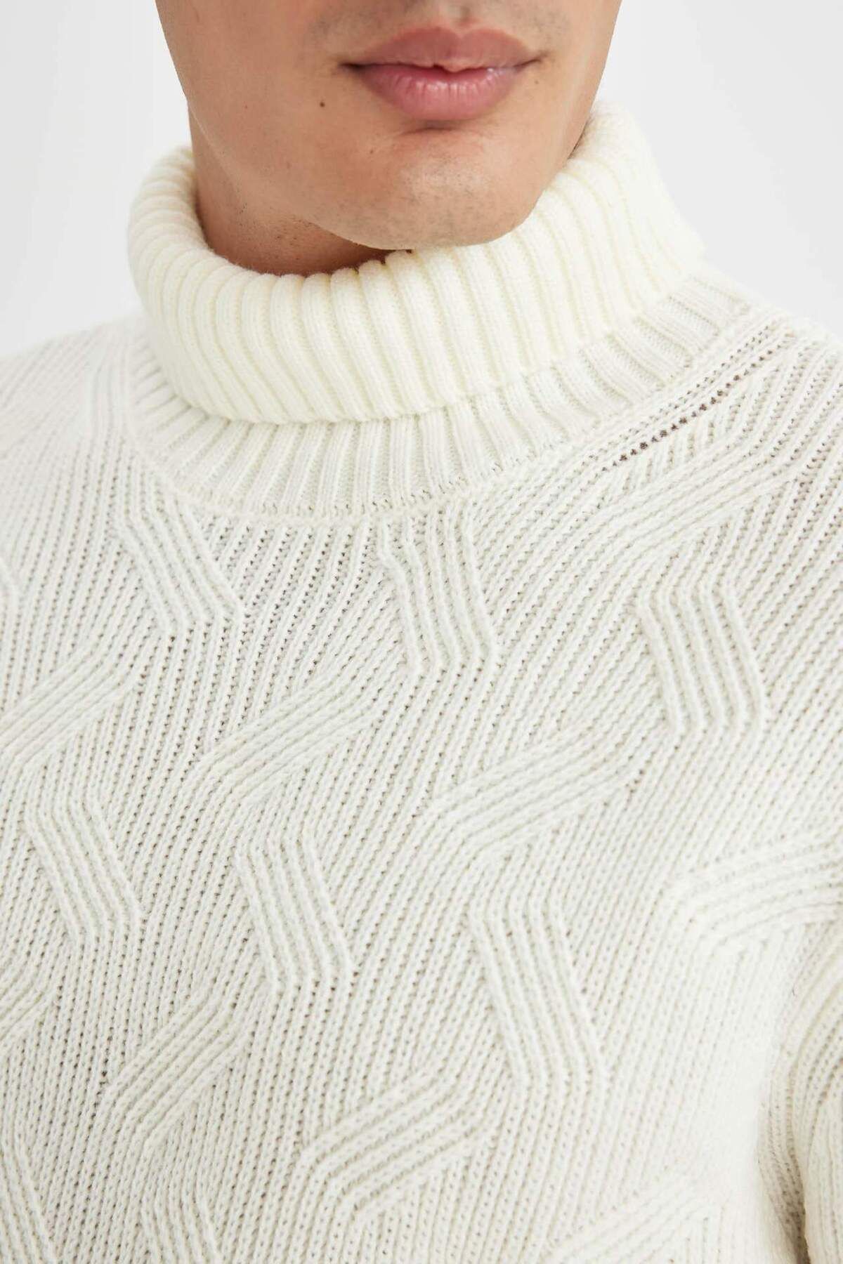 DeFacto-Standard Fit Regular Cut Half Turtleneck Basic Plain Knitwear Sweater A9517Ax23Wn 7