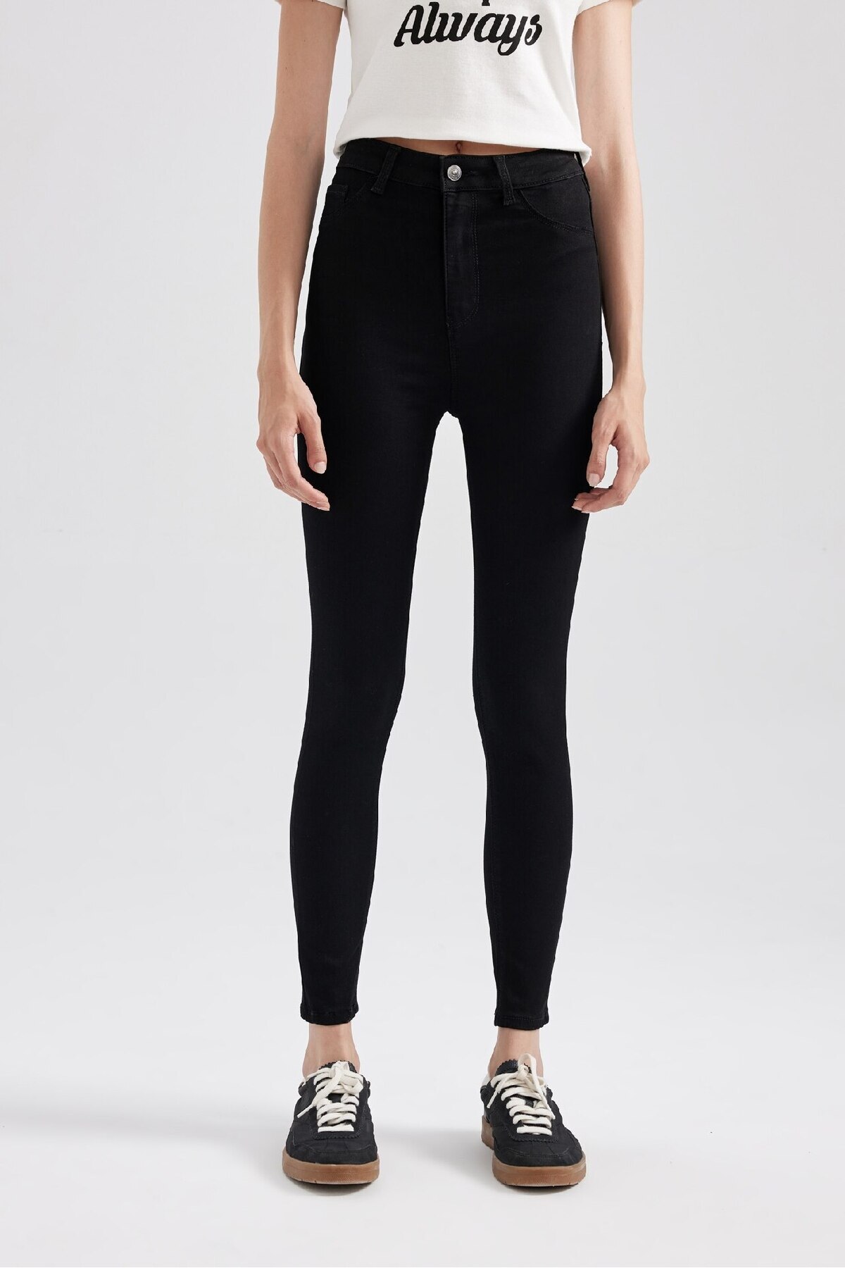 Jegging Yüksek Bel Dar Paça Cepli Bilek Boy Basic Düz Jean Pantolon A5819ax23au
