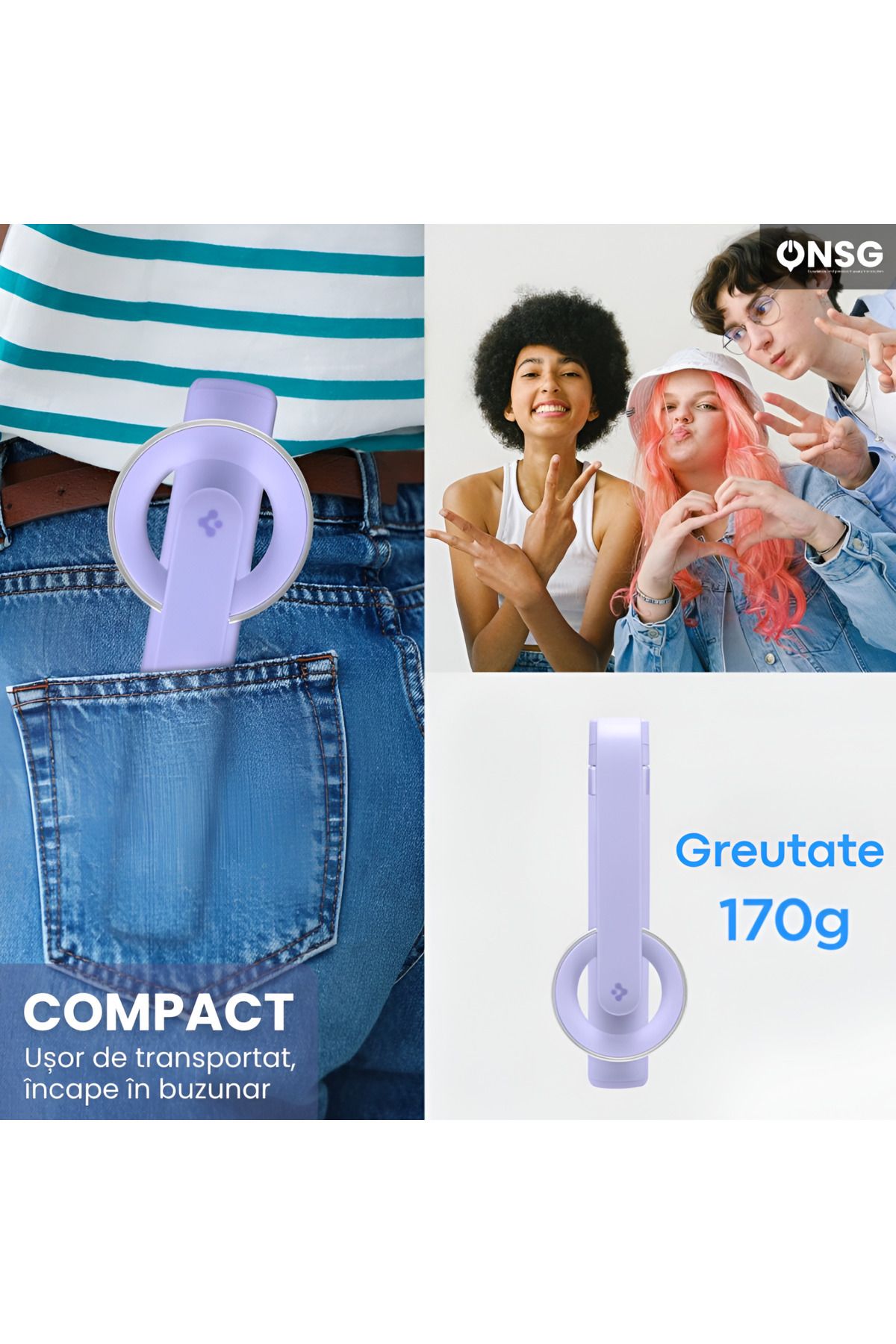 Spigen-Stick selfie cu trepied Bluetooth Magsafe, universal pentru iPhone și Android, reîncărcabil fără fir, violet 6