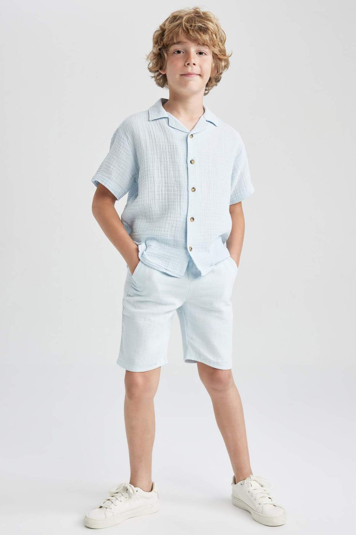 DeFacto-Boy's Regular Fit Muslin Shorts Z5370A623Sm 6