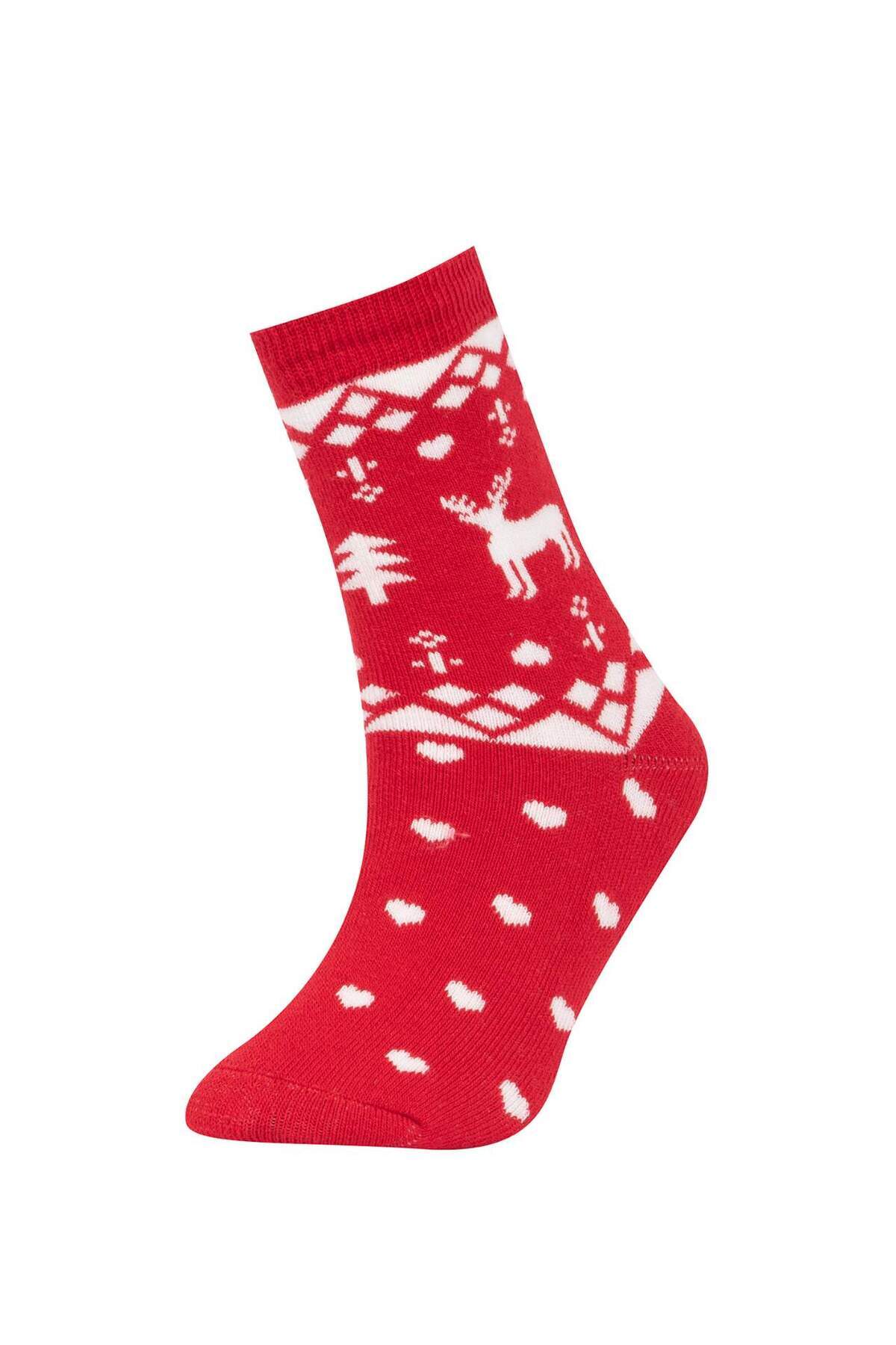 DeFacto-Girl's New Year's Themed 2-Piece Cotton Long Socks Z3921A6Ns 3