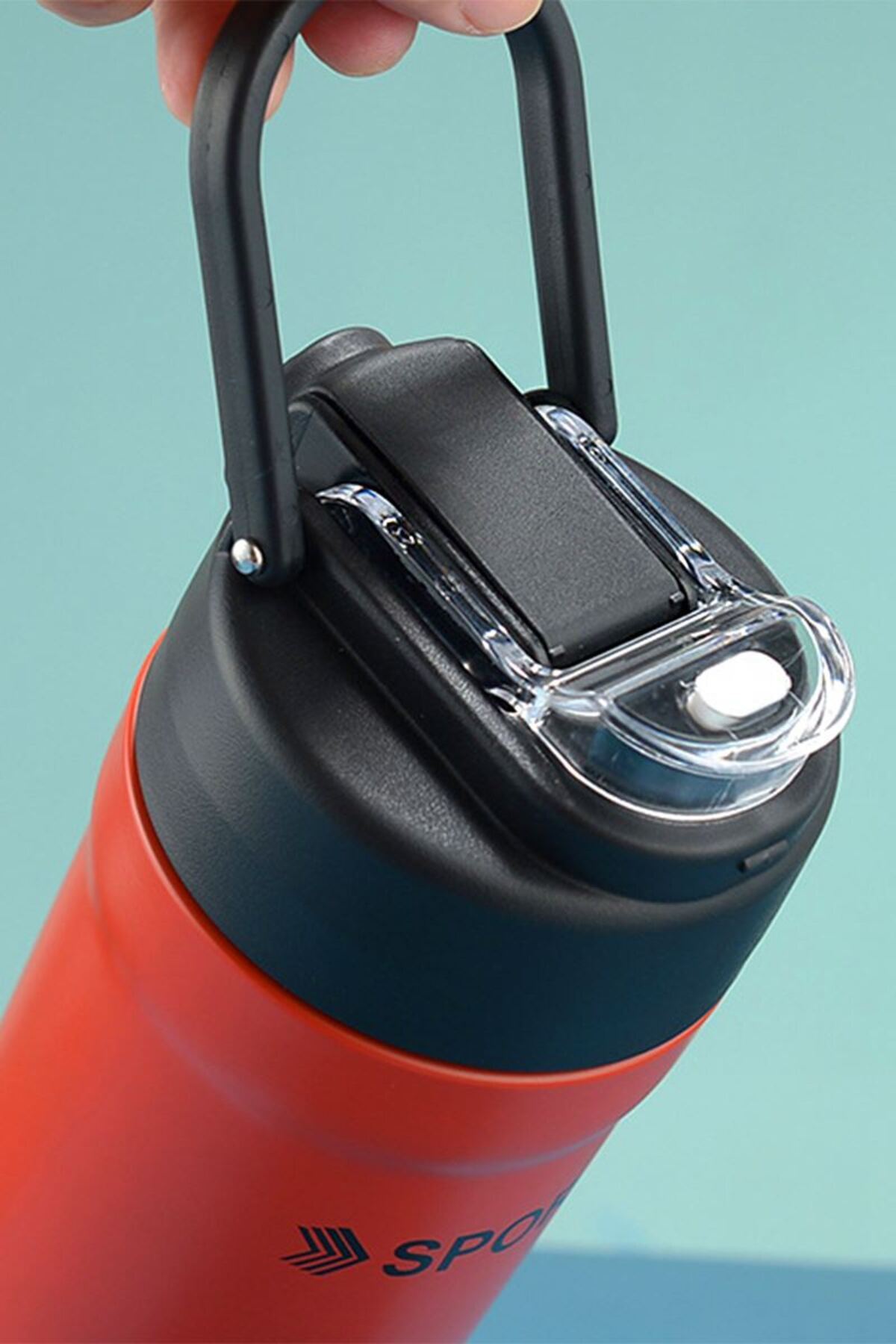 Weather Forecast-304 L Red Steel 500ml Double Drinking Coffee Thermos Water Bottle Flask with Straw Cin482Kr 4