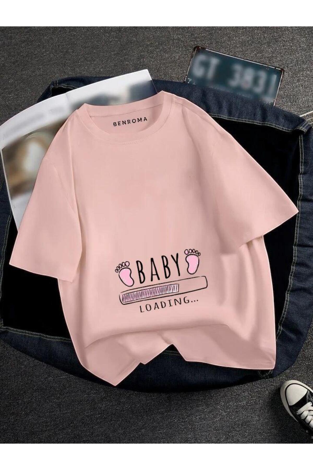 PREGNANT PINK BABY LOADİNG PRINTED TISORT