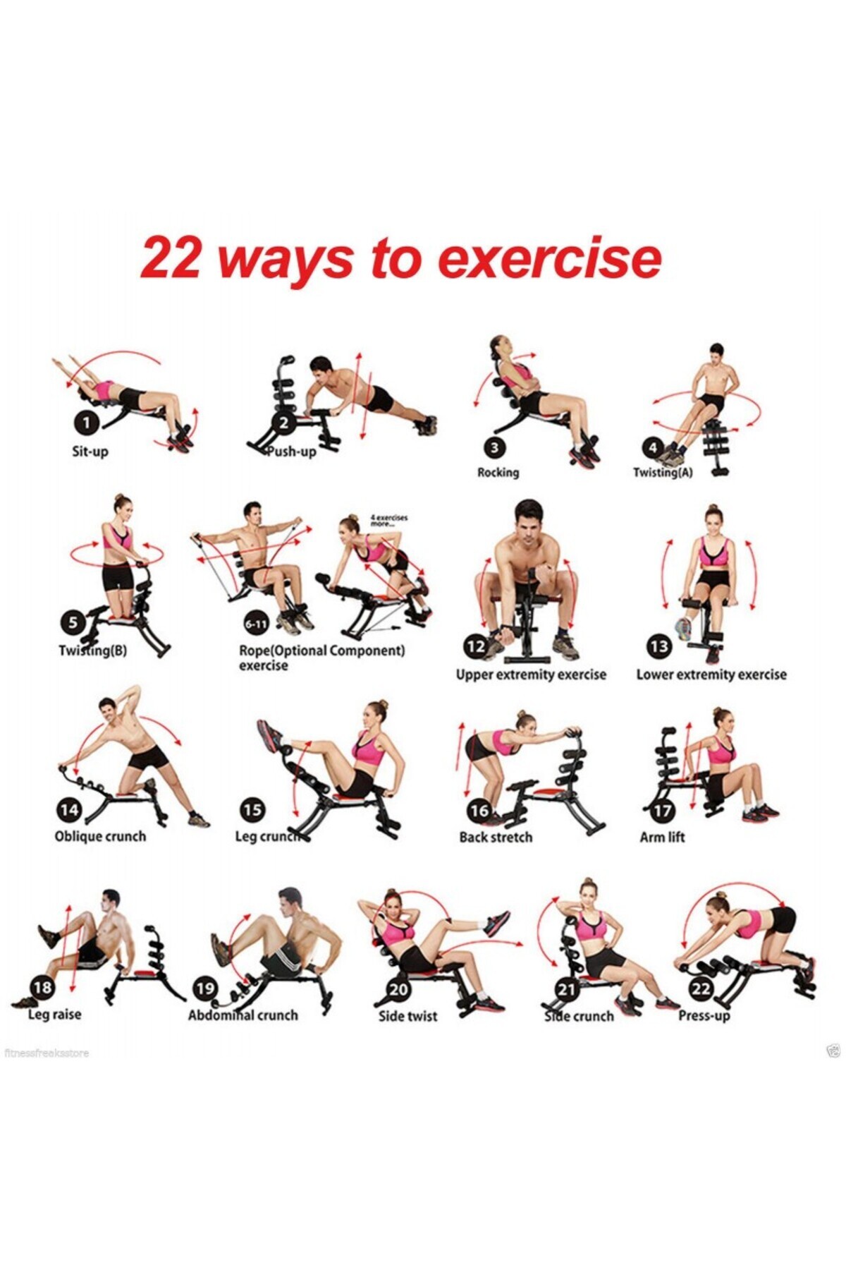 كرسي لتمارين البطن والخصر – جهاز شد البطن متعدد الوضعيات للمنزل واللياقة البدنية