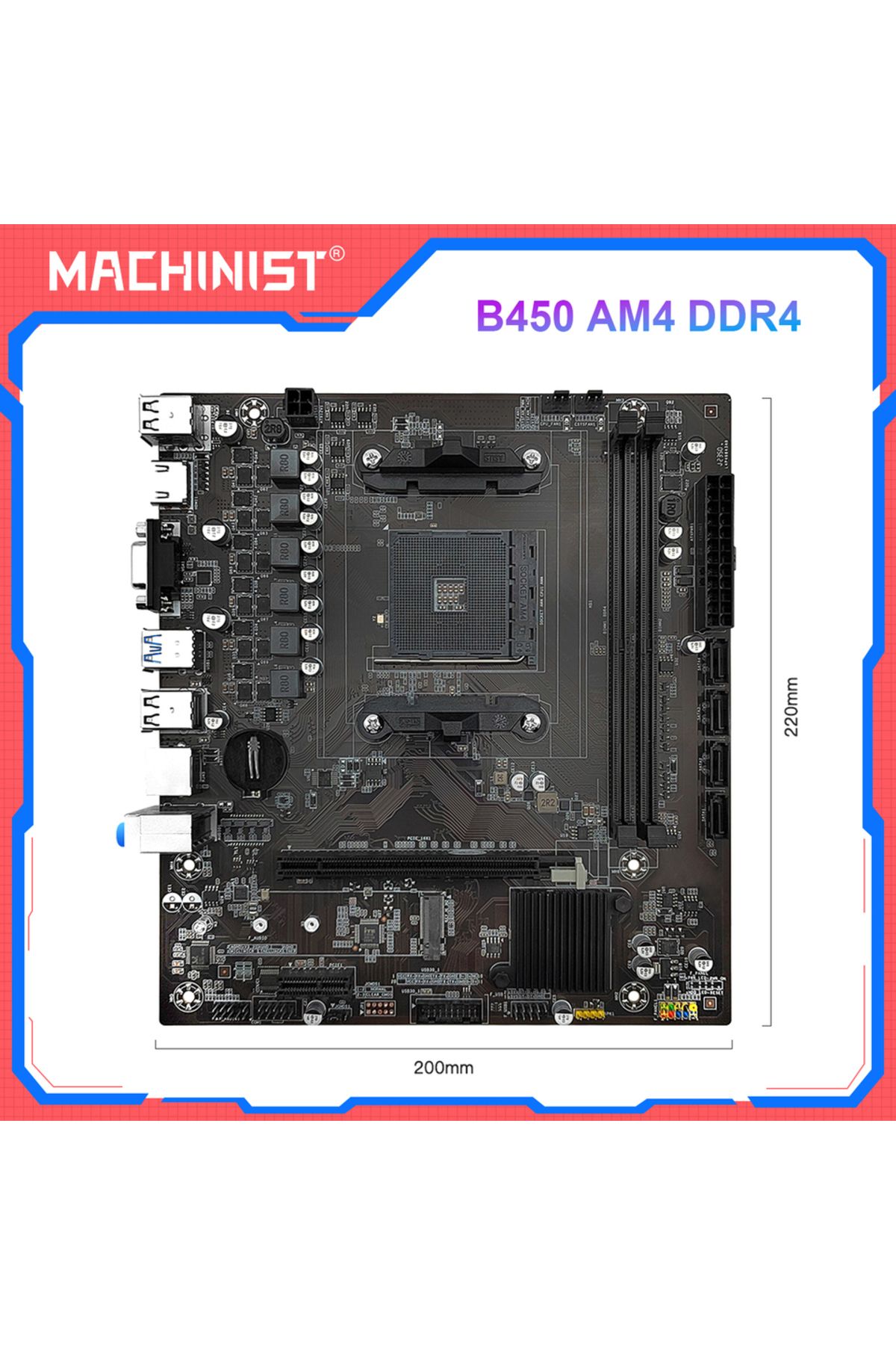 Choice-Motherboards MACHINIST B450 Motherboard AMD Processor DDR4 Memory Dual-channel AM4 Mainboard NVME M. 1