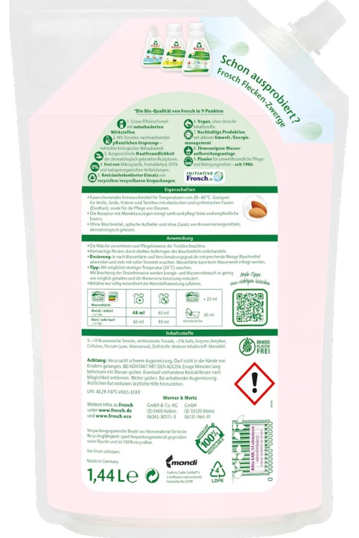 Frosch Badem Özlü Hassas ve Yünlüler İçin Çamaşır Balsamı/Deterjanı 1,44 lt x 3 Adet fotoğrafı 3 (önizleme)