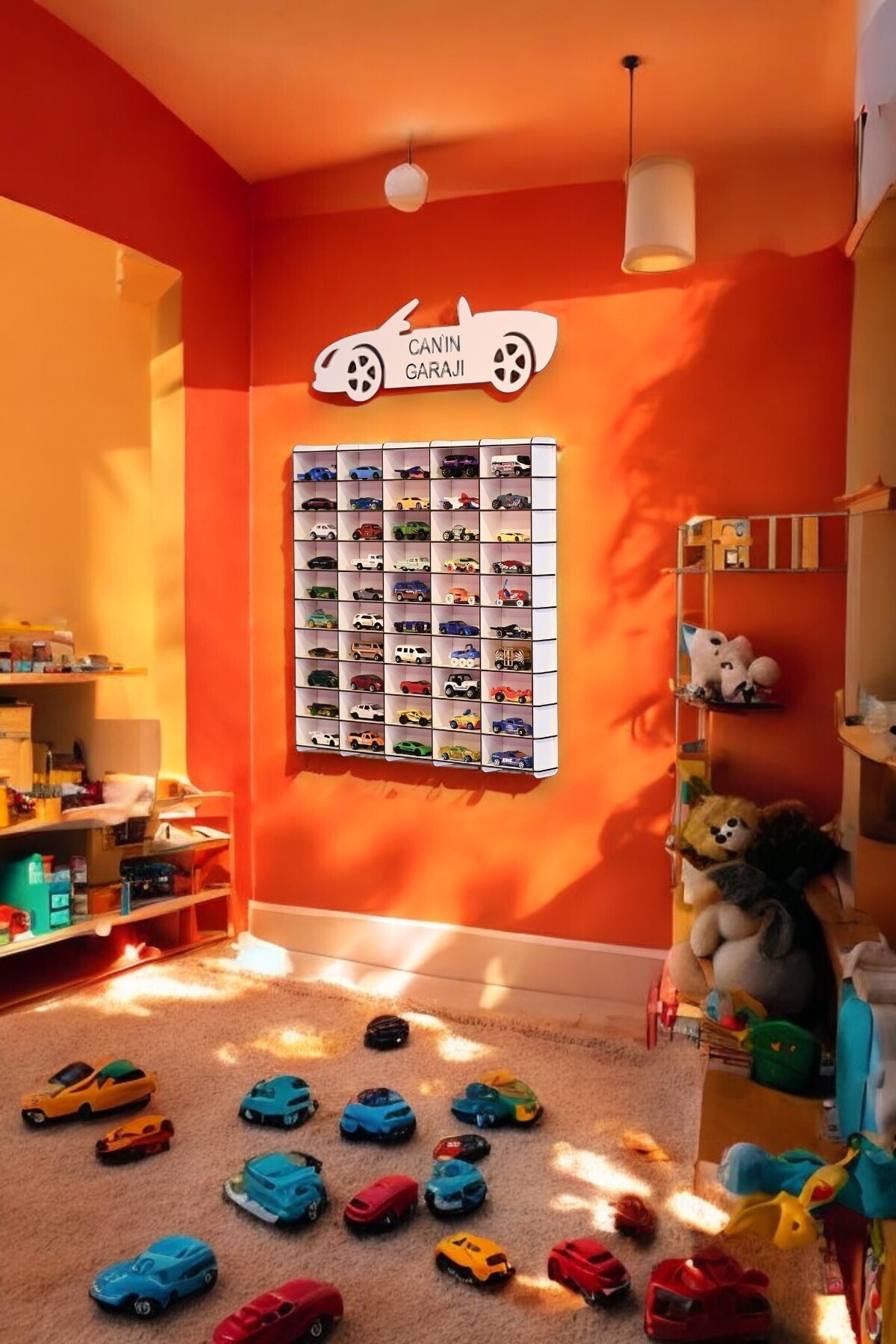 wudie Oyuncak Araba Rafı 50'li  Beyaz (hotwheels VE   Arabalar Için Uygundur) fotoğrafı 3 (önizleme)