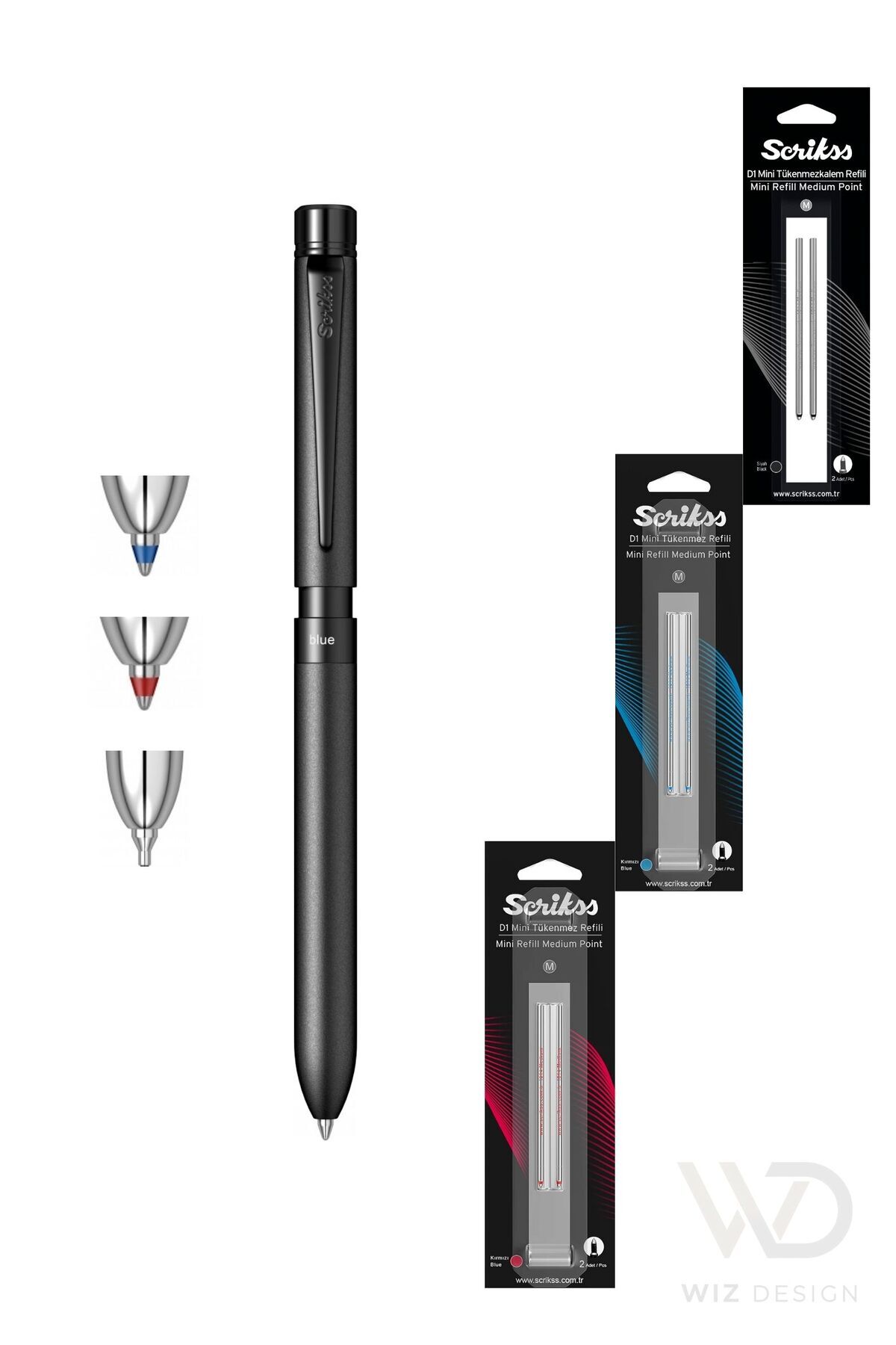 KOSUI BLACK3本セット Scrikss WD 83 SPORT MULTİFONKSİYON SİYAH (TÜKENMEZ KALEM MAVİ VE