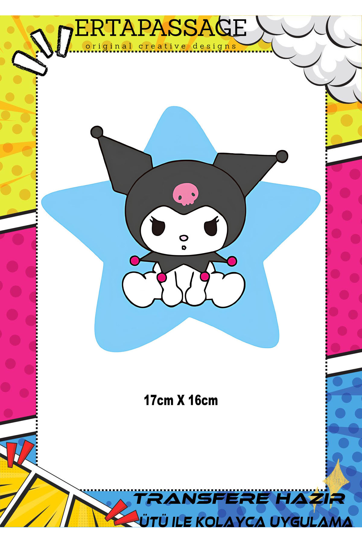 ErTaPassage Kuromi 04 DTF Ütüyle Yapışan Transfer Baskı