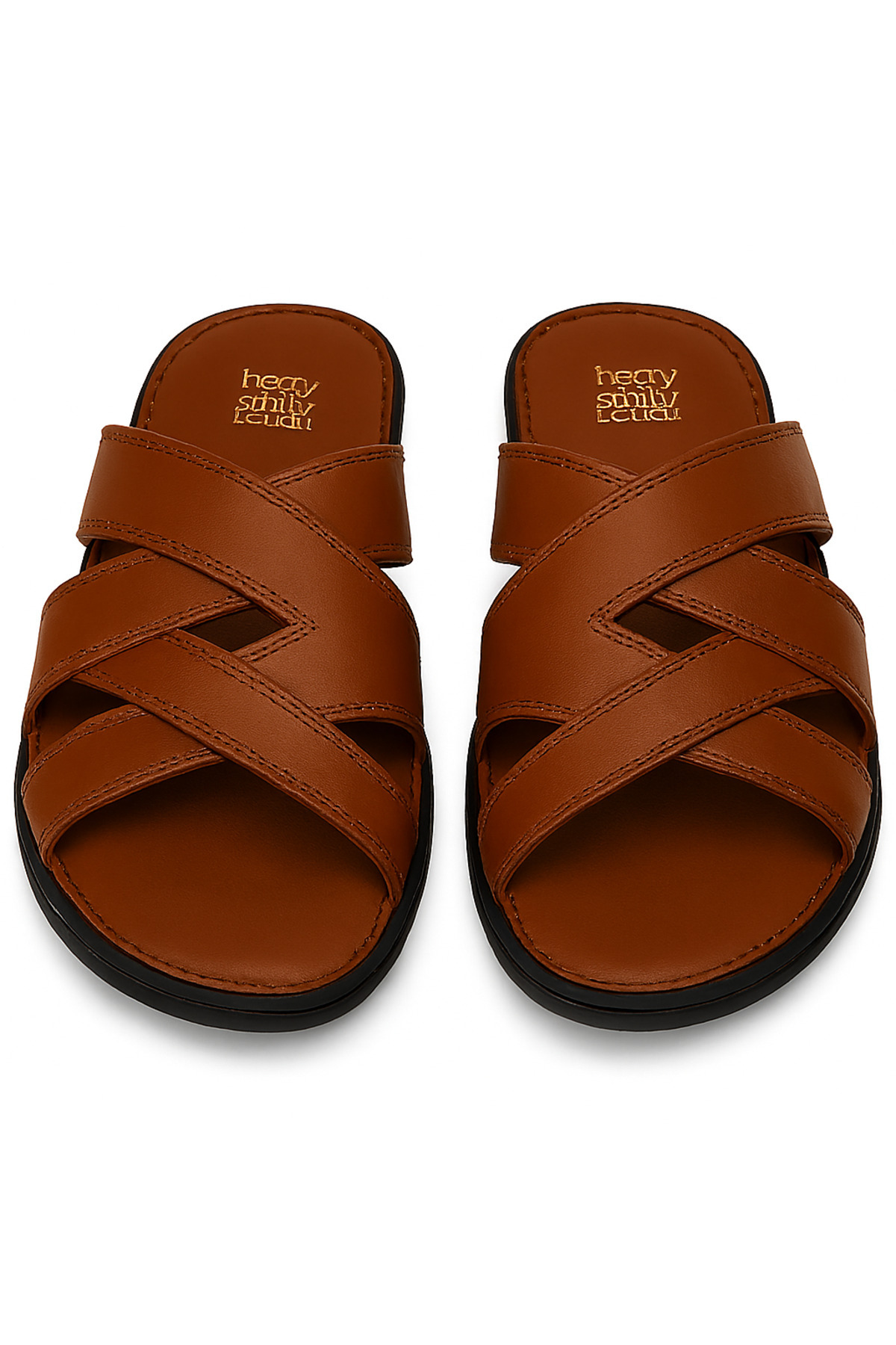 Growish-Gr0294 Inside and Outside Genuine Leather Anti-Slip Rubber Sole Men's Comfort Comfortable Slippers 3