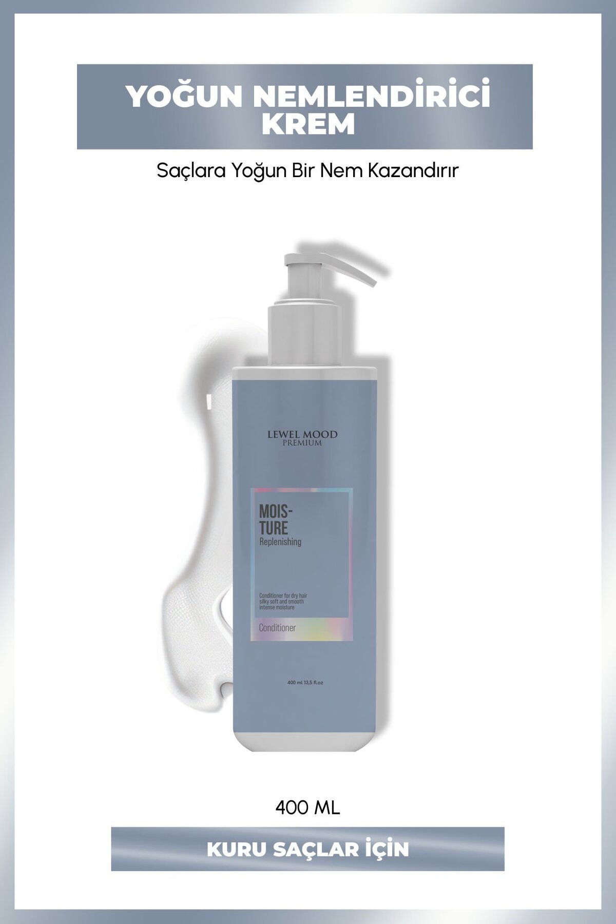 Lewel Mood Premium Moısture Kuru Ve Yıpranmış Saçlar İçin Nem Bakım Kremi — Moisture Conditioner 400ml