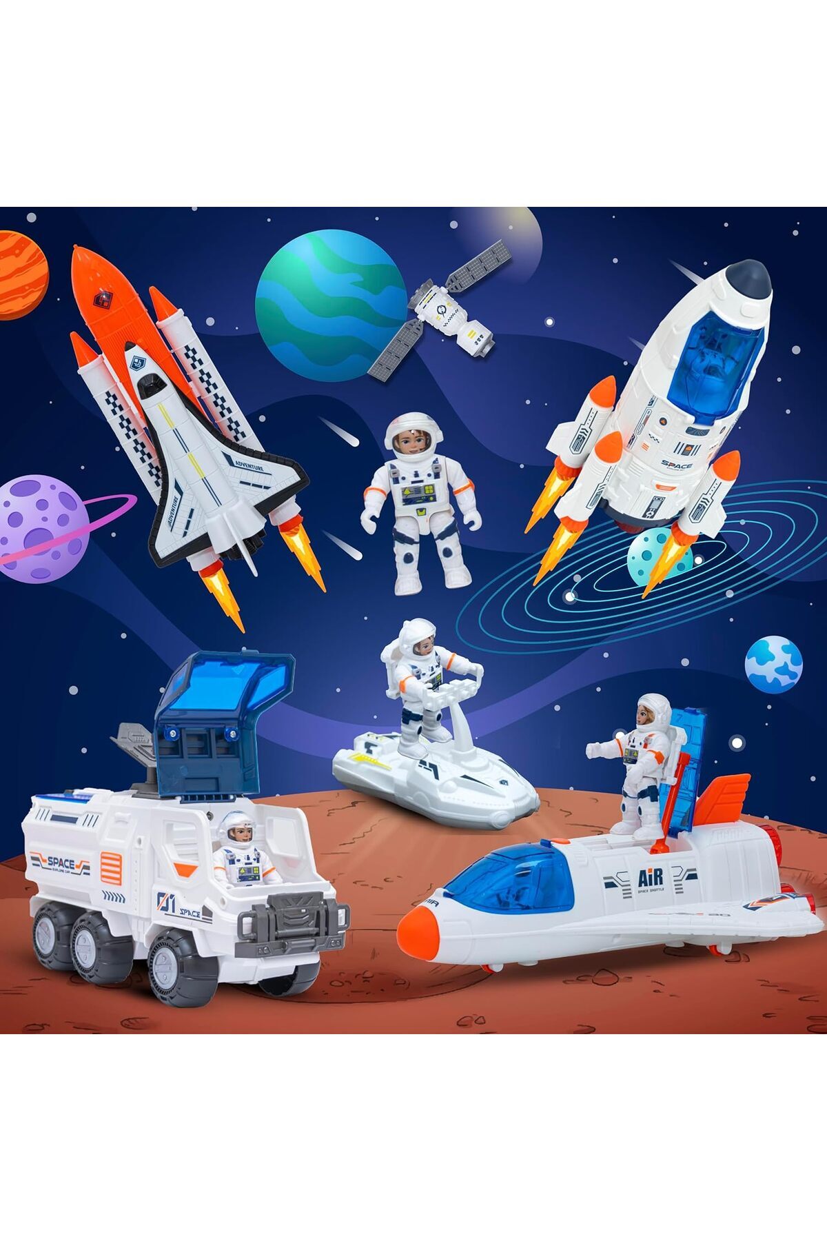 مجموعه فضایی نهایی سفینه‌ی موشکی – کیت ماجراجویی با فیگورهای فضانورد، موشک، شاتل