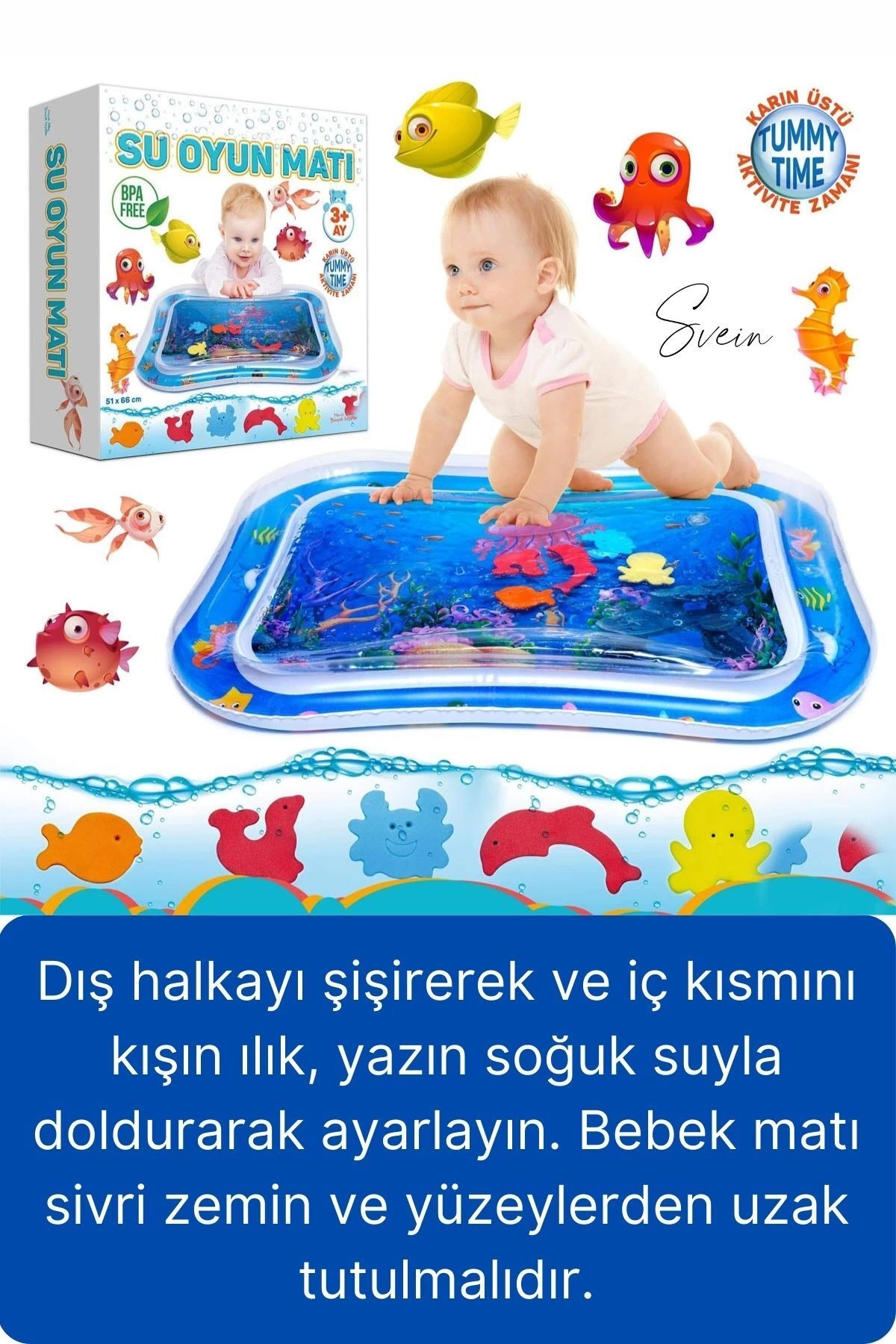 Svein Dayanıklı Sızdırmaz Su Oyun Matı Bebek Aktivite Oyuncağı BPA İçermez Emekleme Zamanı Duyusal Gelişim fotoğrafı 5 (önizleme)