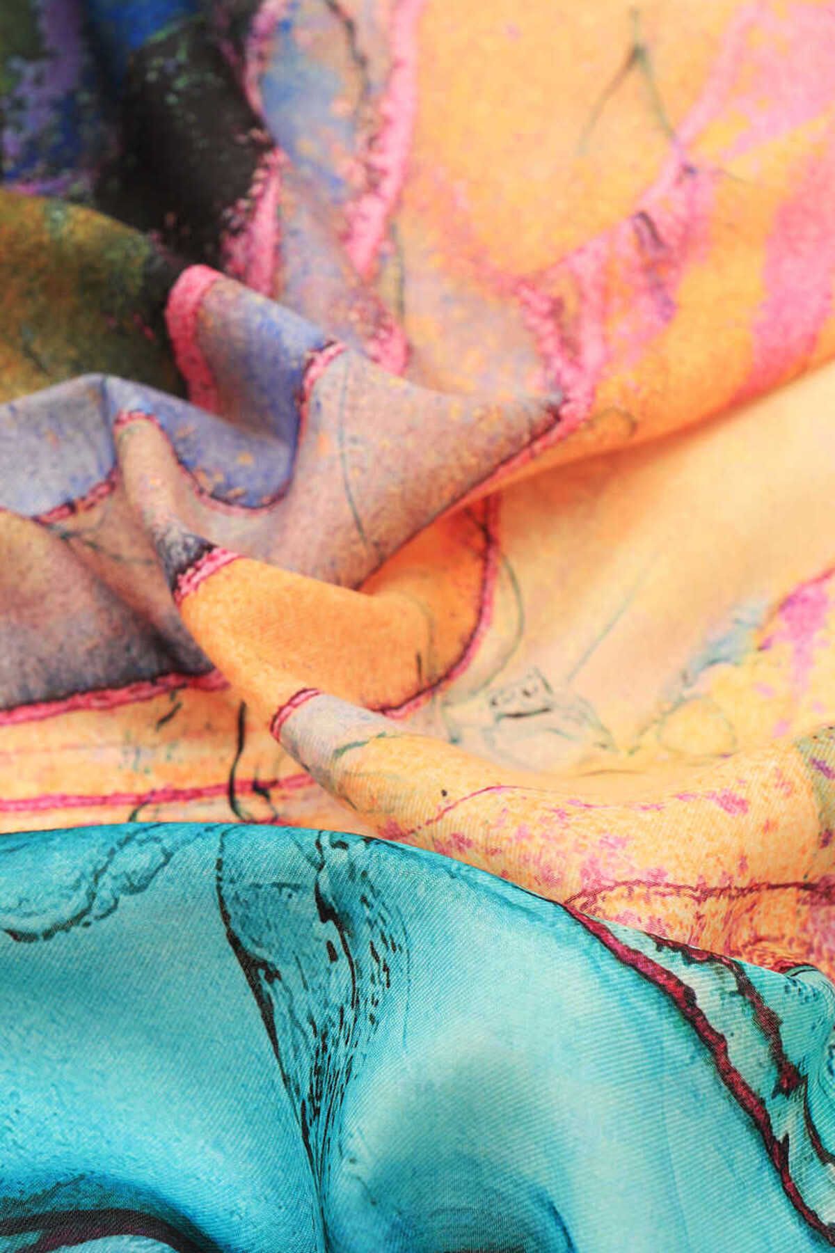 Bursa İpek-Mint Marble Pattern Soft Scarf 3