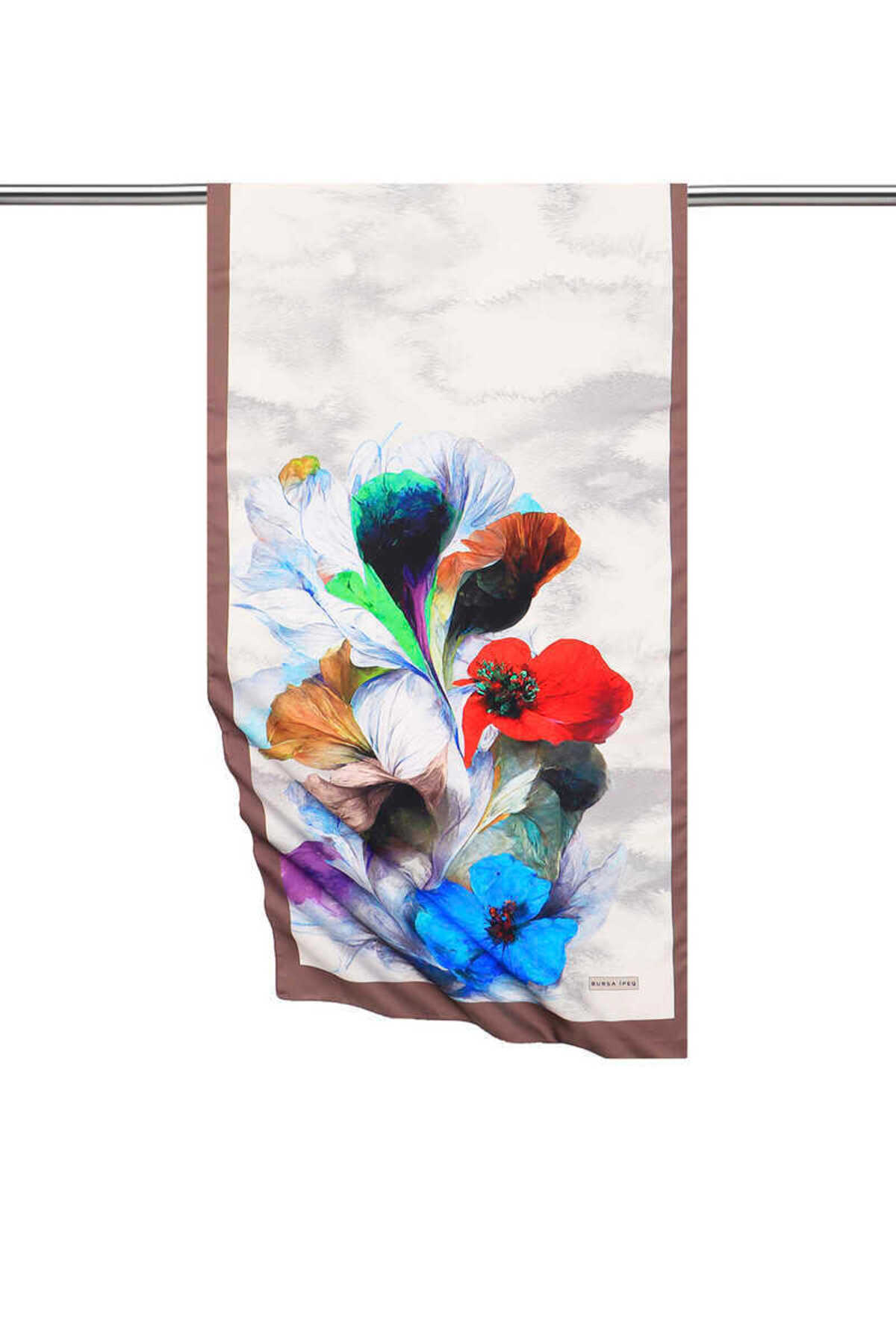 Mink Poppy Pattern Silky Scarf