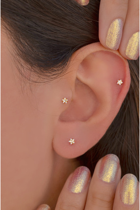 Sacce Scarves&Accessories Çelik Tektaş Yıldız Tragus Piercingi Helix Kıkırdak...