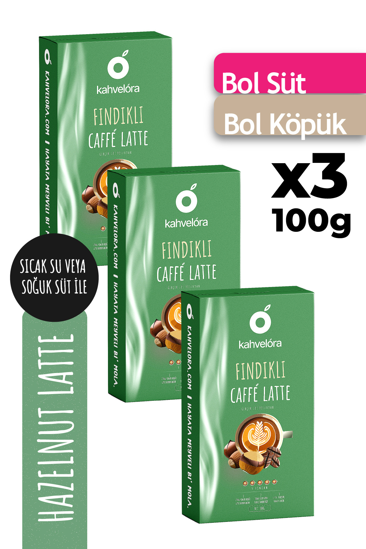 kahvelora-300g Caffe Latte with Hazelnut - Exquisite Drink - Ready Cafe Latte Coffee - Just Stir 1