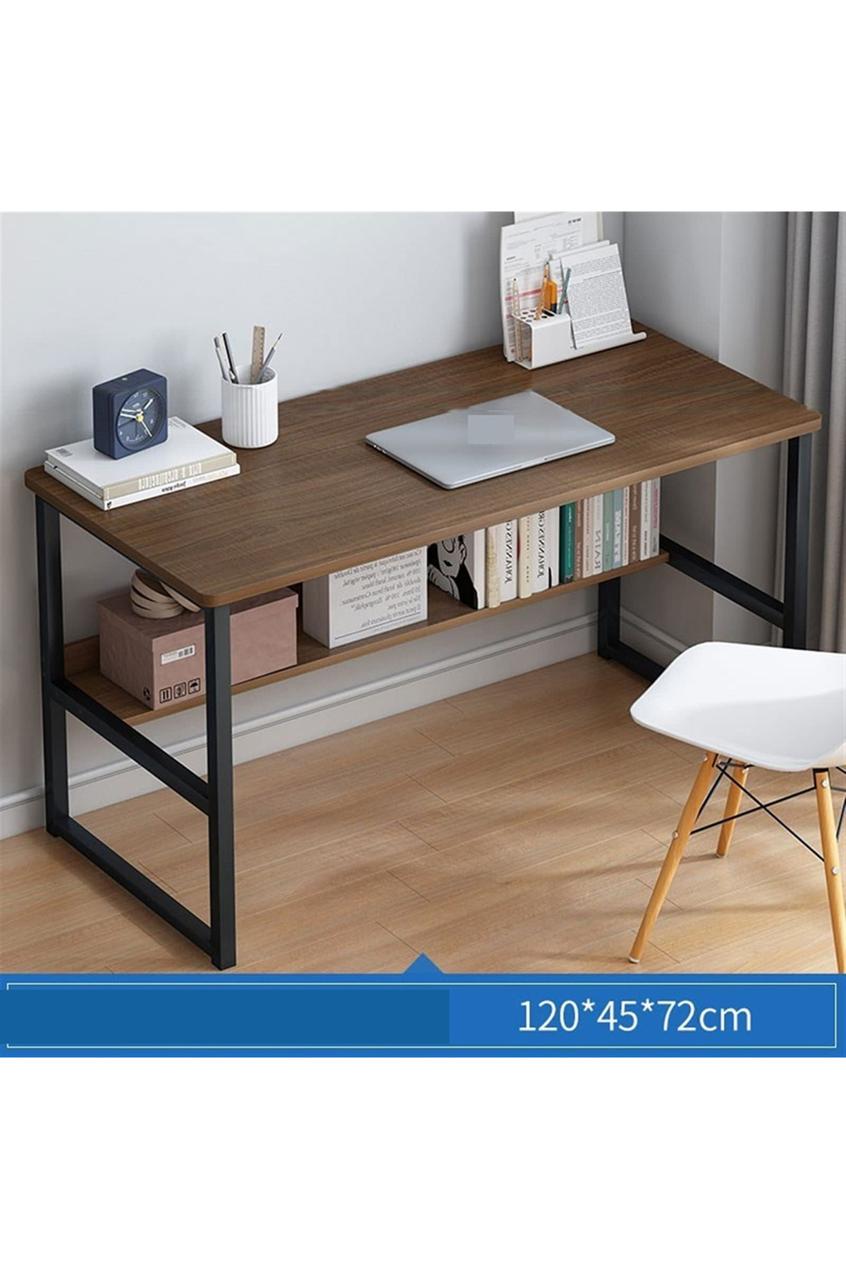 AGD-مكتب كمبيوتر حديث للكتابة والدراسة مع رف تخزين 120*45*72 سم 2