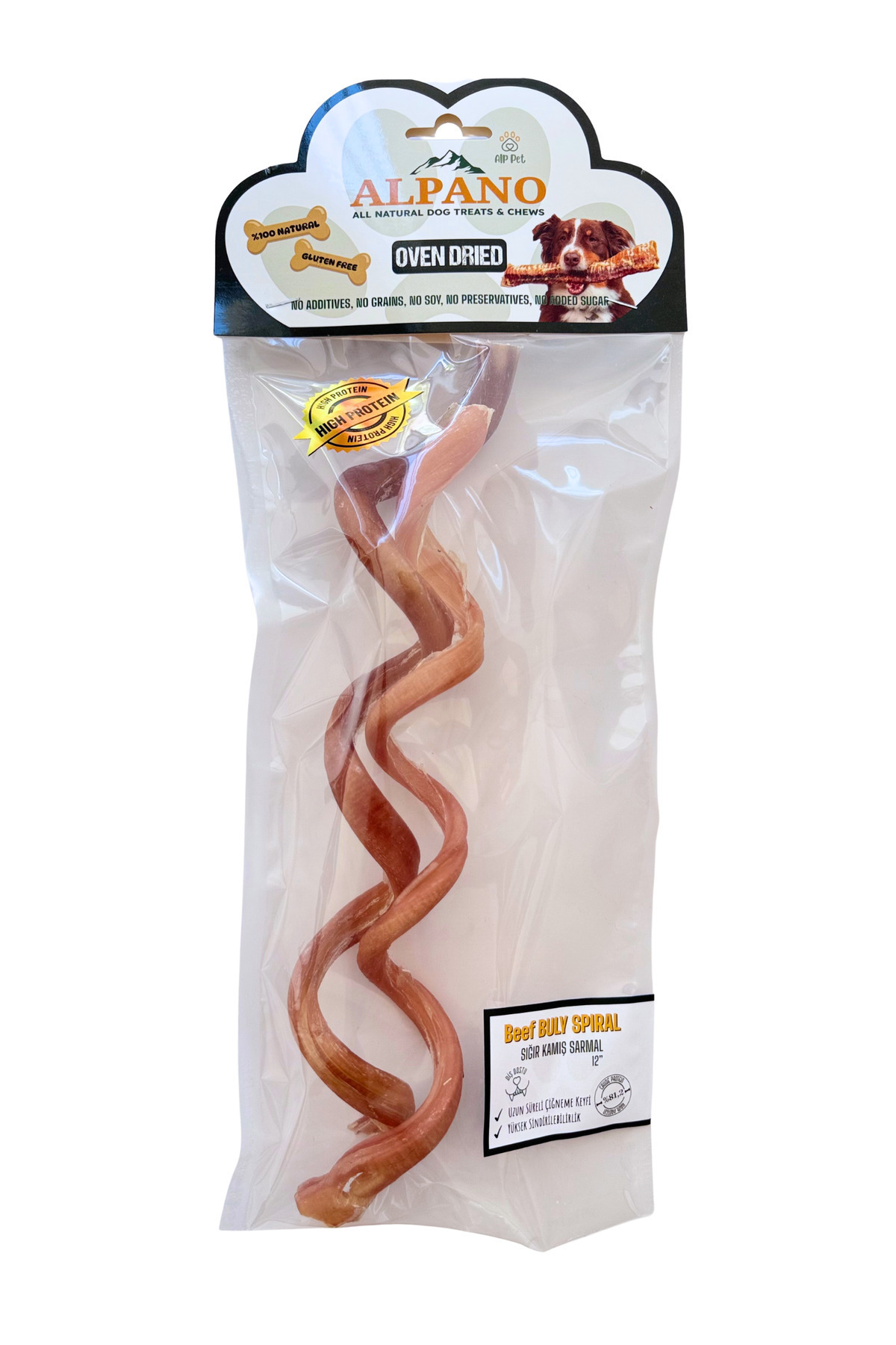 Beef Buly Spiral 12" / Sığır Kamış Sarmal 12" Fırınlanarak Kurutulmuş Çiğnemelik Ödül Maması